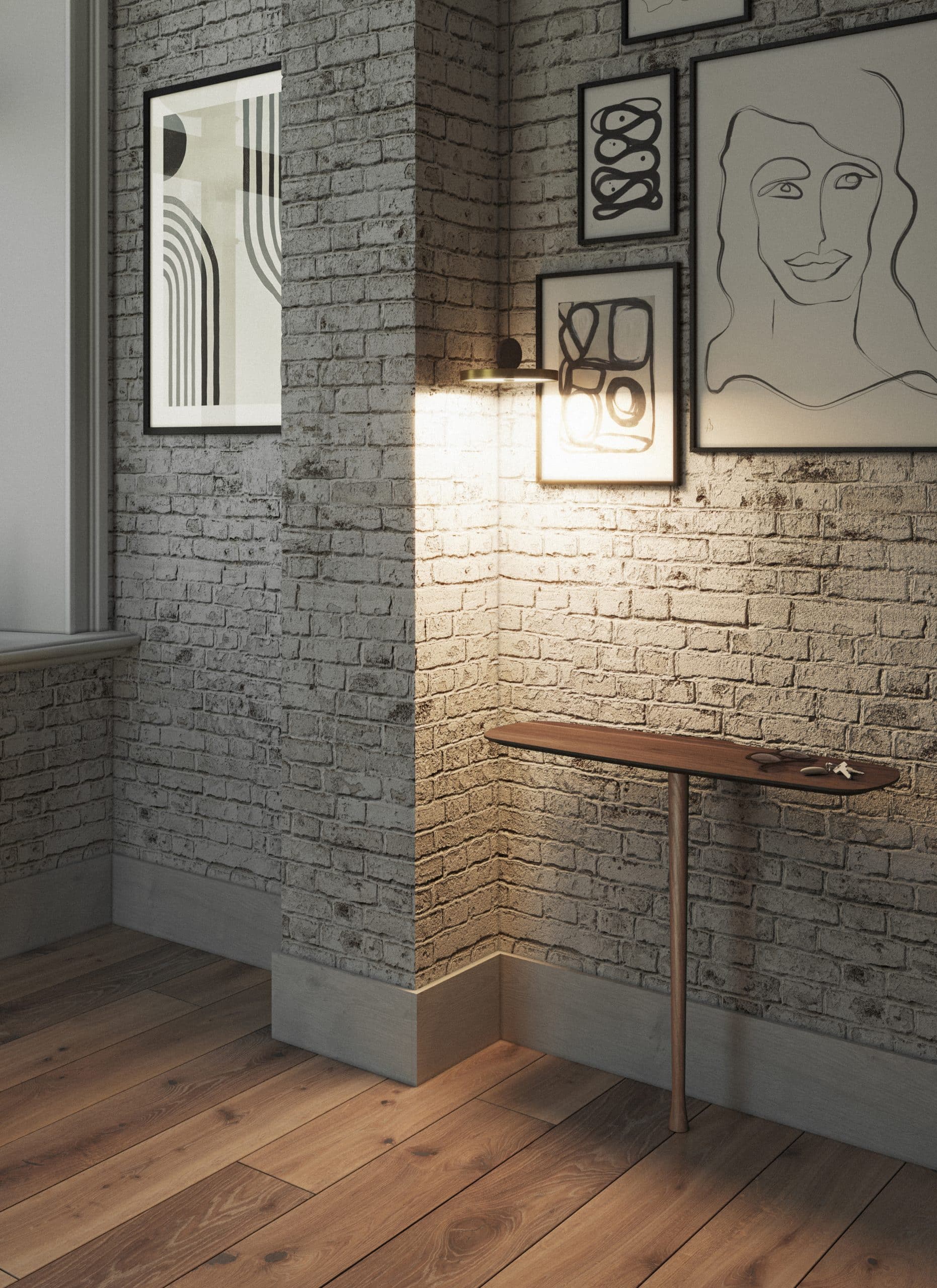 Nástenná konzola UNICA - KONFIGURÁCIA 02 orechový dyha