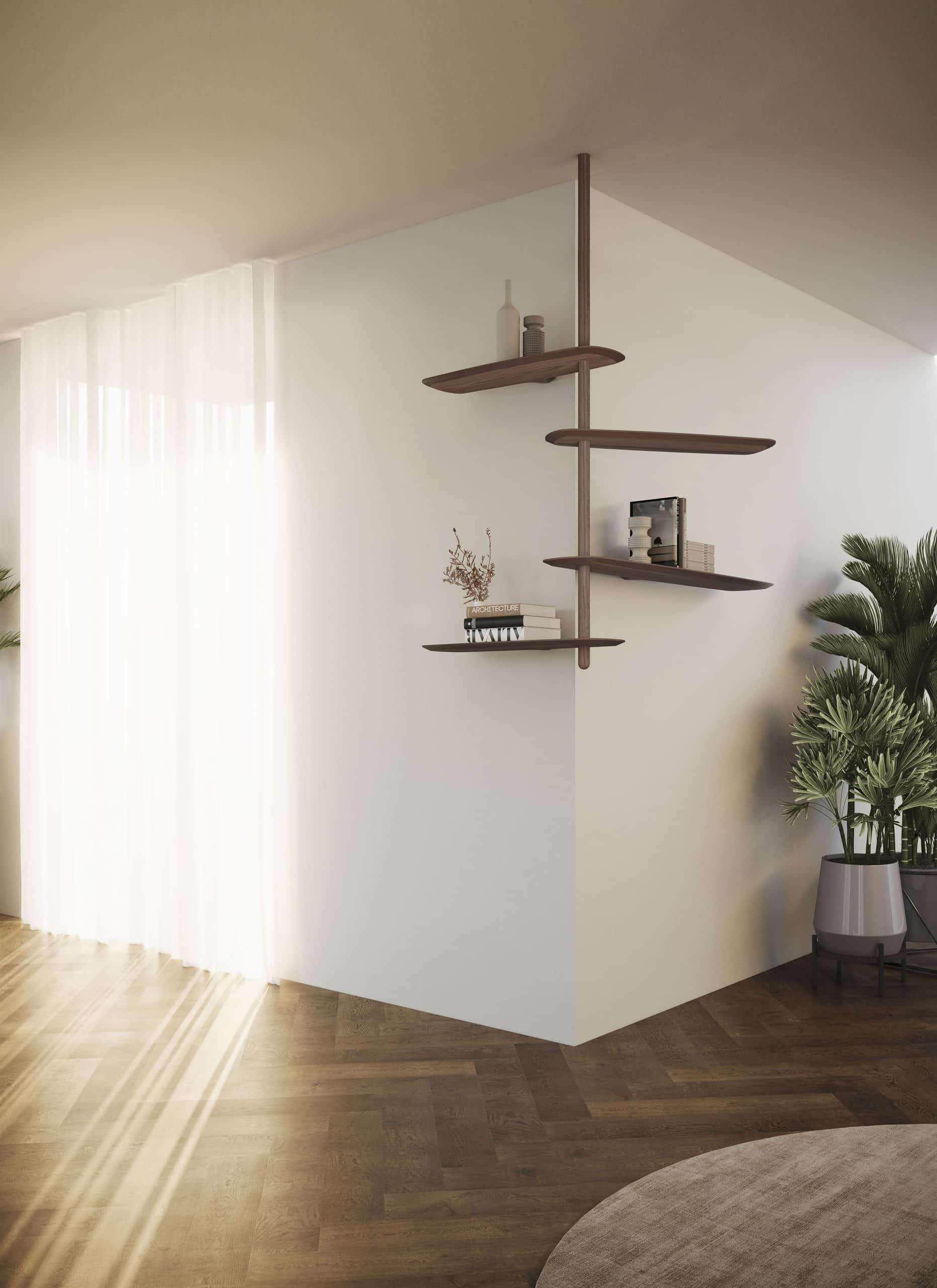 Závesný regál UNICA - KONFIGURÁCIA 09 čierny jaseňový dyha