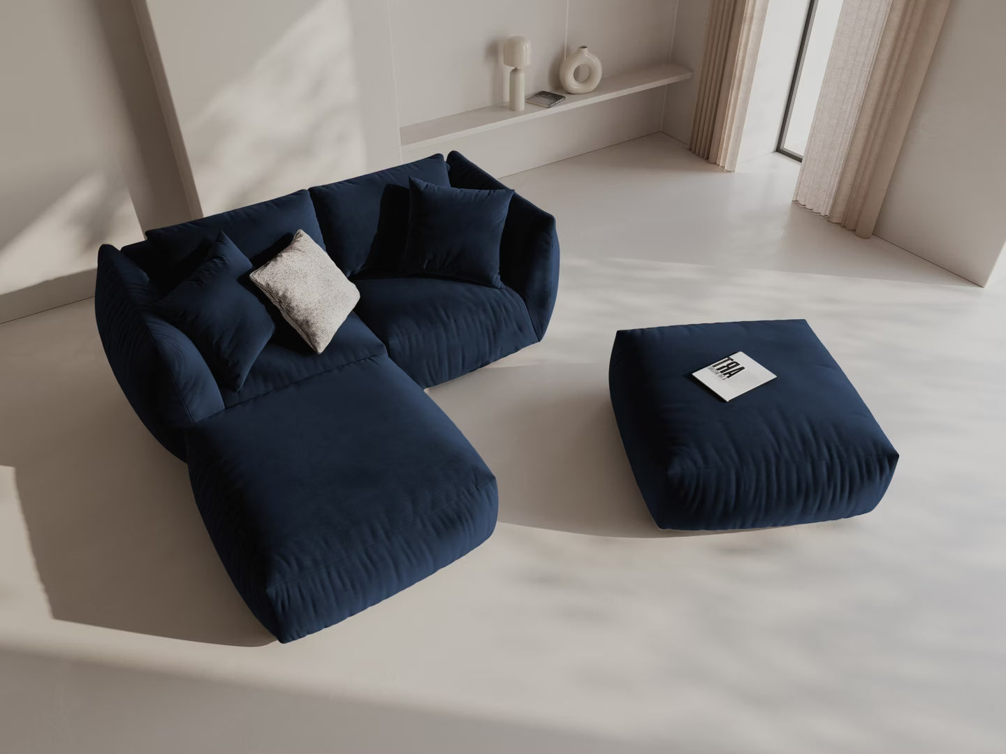 CHRIS royal blue velvet pouf