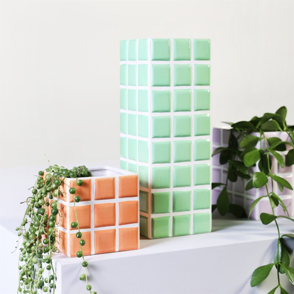 Kvetináč TILE oranžový s bielym