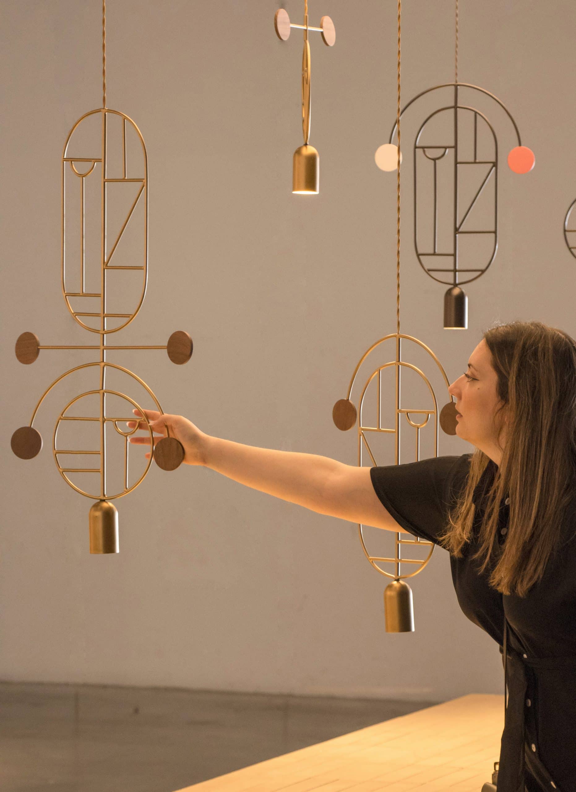 WOODEN DOTS WD06 Pendant Lamp in Graphite with Walnut Wood