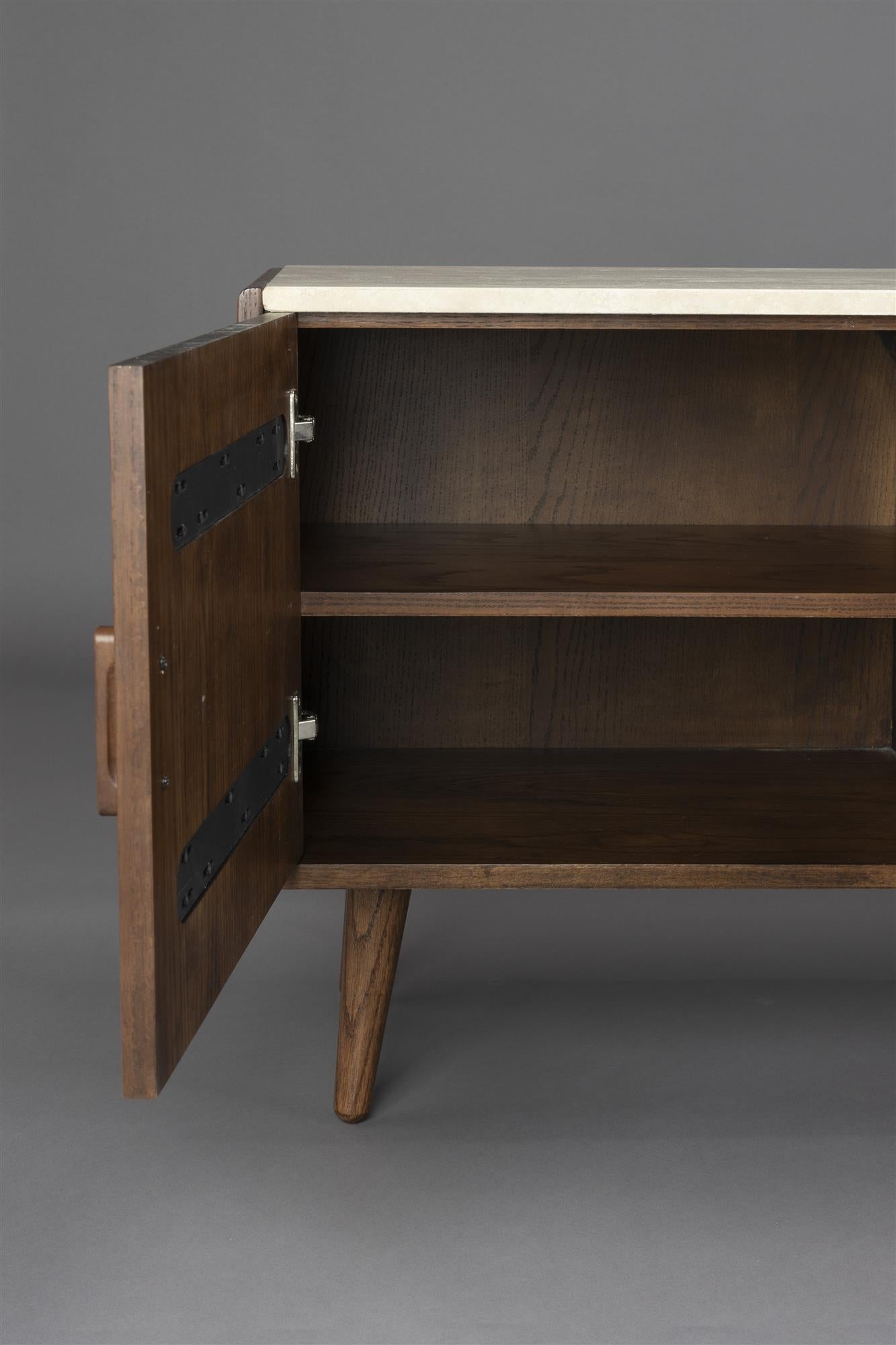 Komoda ARDA krémový travertín s dubovým drevom