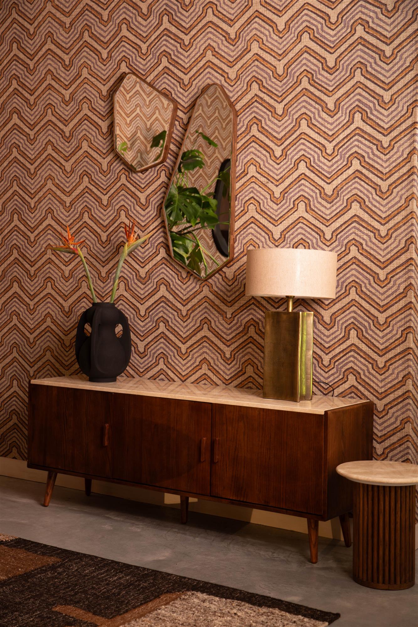 Komoda ARDA krémový travertín s dubovým drevom