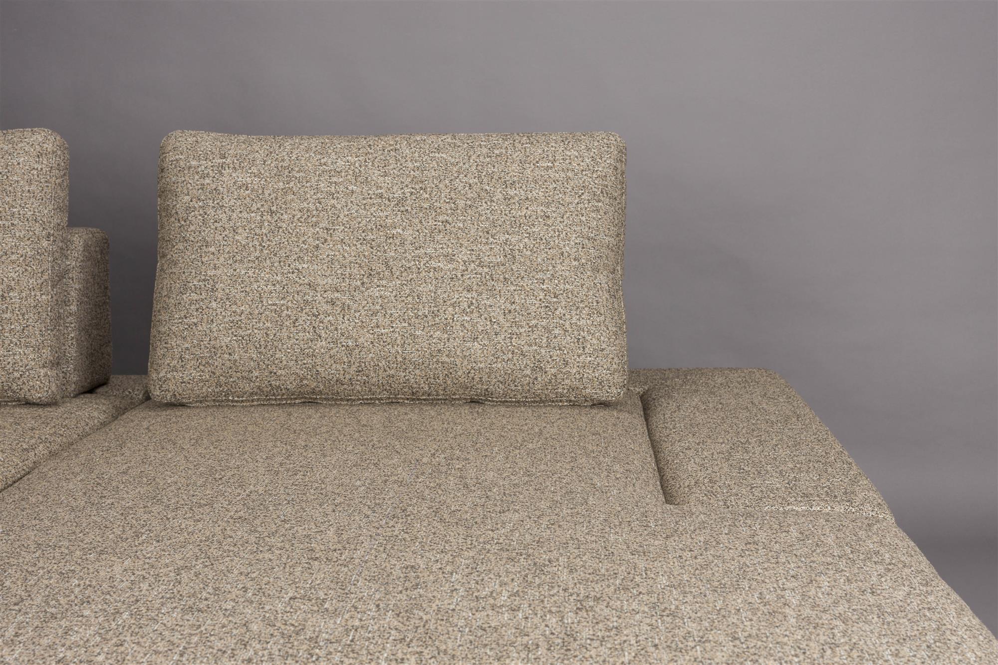 Pravostranný rohový gauč SHELLY tmavobéžový melír s čiernym podstavcom