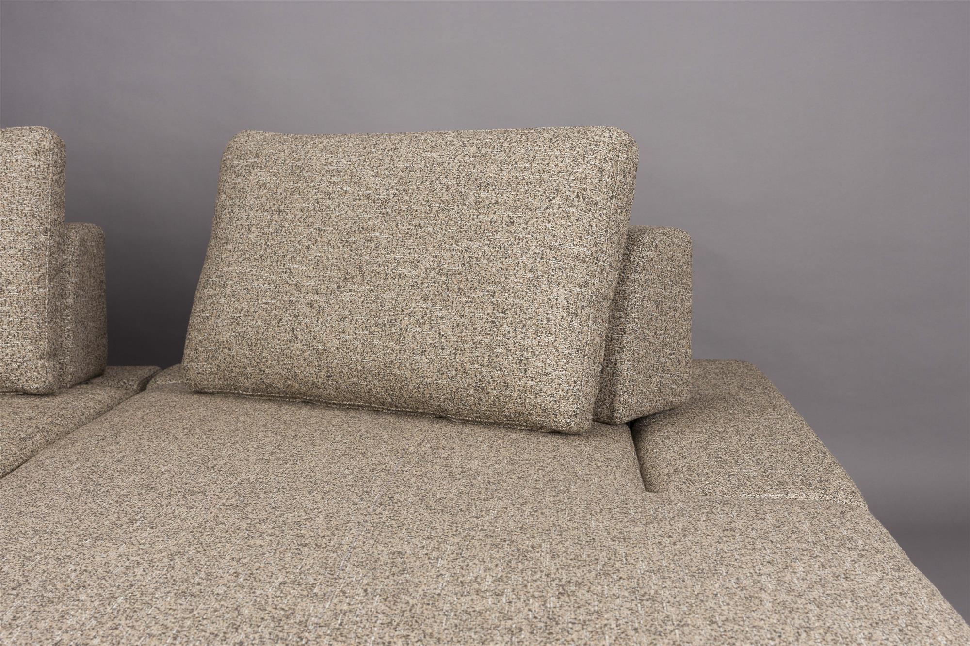 Pravostranný rohový gauč SHELLY tmavobéžový melír s čiernym podstavcom