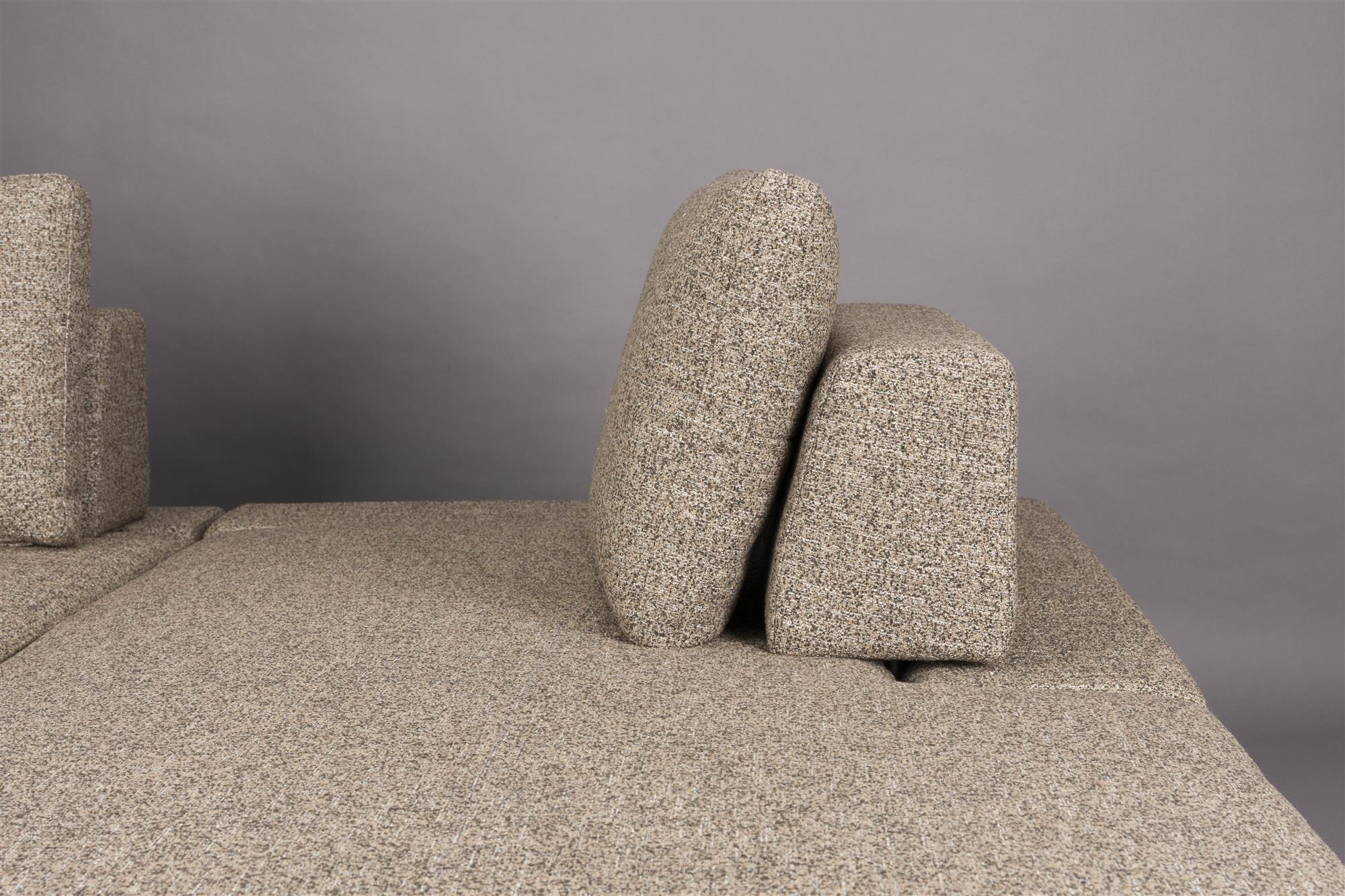 Pravostranný rohový gauč SHELLY tmavobéžový melír s čiernym podstavcom