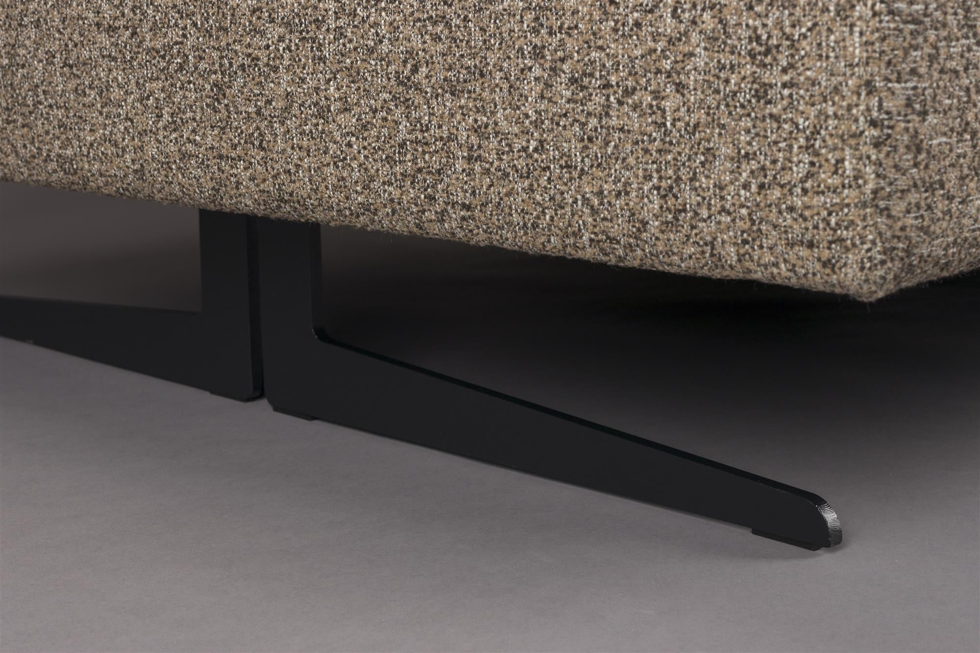 Pravostranný rohový gauč SHELLY tmavobéžový melír s čiernym podstavcom