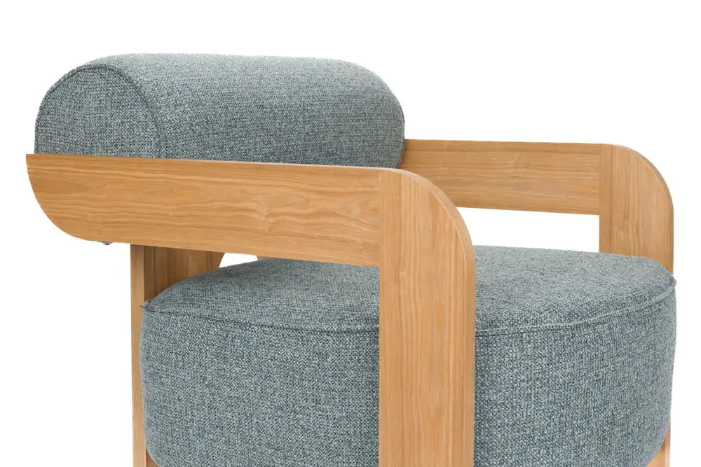 Fotel OOLONG modrý s drevenou základňou