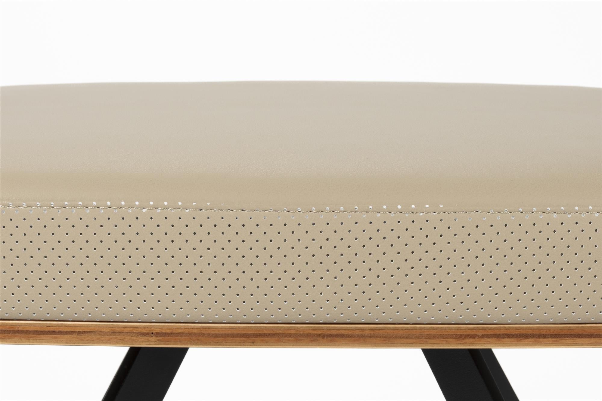 Podnožník FRIE béžová ekokoža s čiernym podstavcom