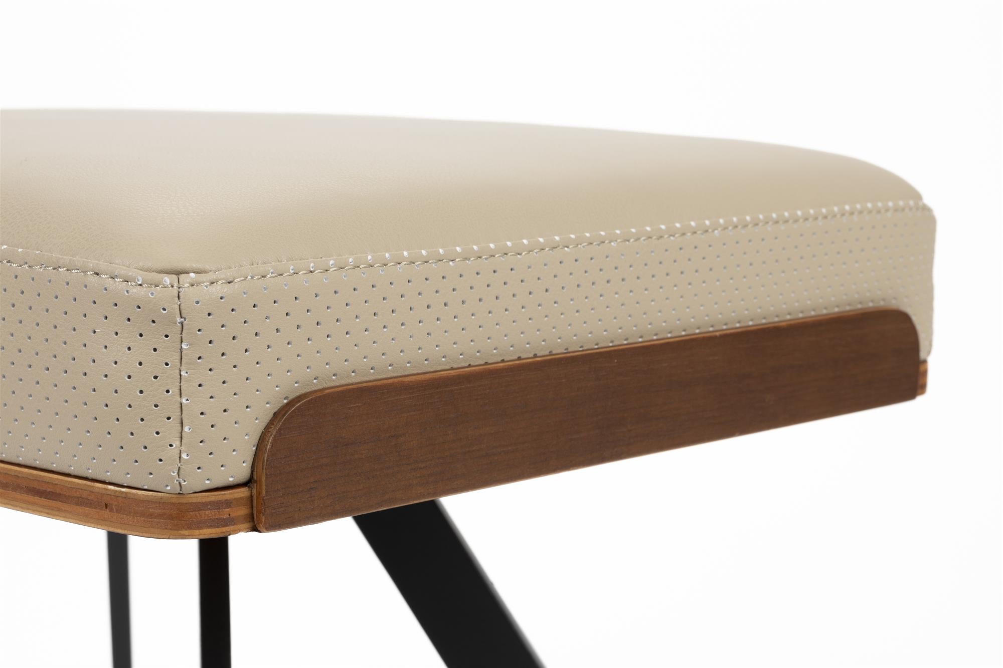 Podnožník FRIE béžová ekokoža s čiernym podstavcom