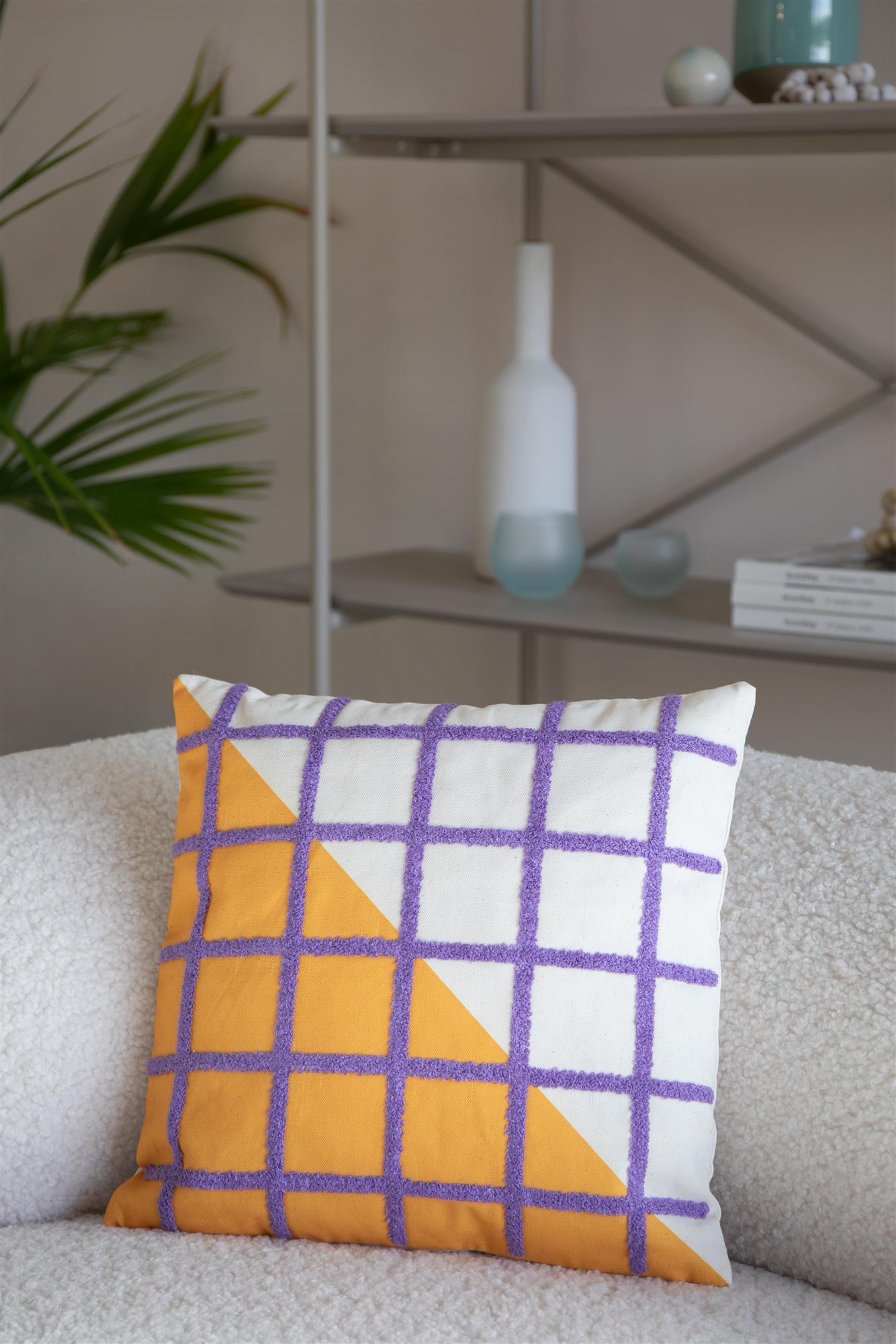 SOTA Cushion Orange with Purple Checkered Pattern