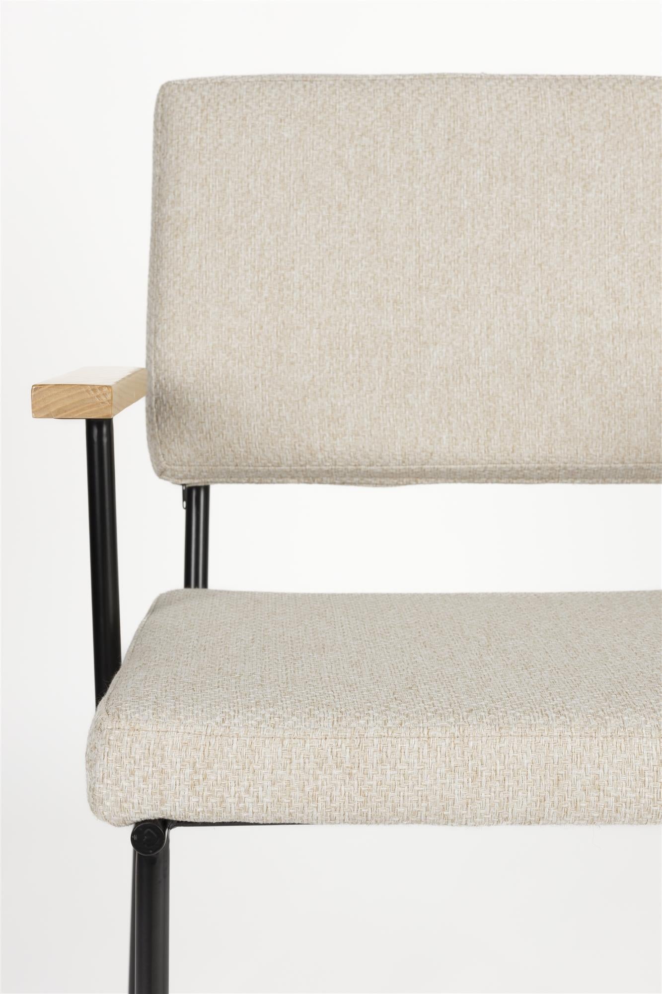 Kreslo s podrúčkami FELLOW béžové s čiernym podstavcom