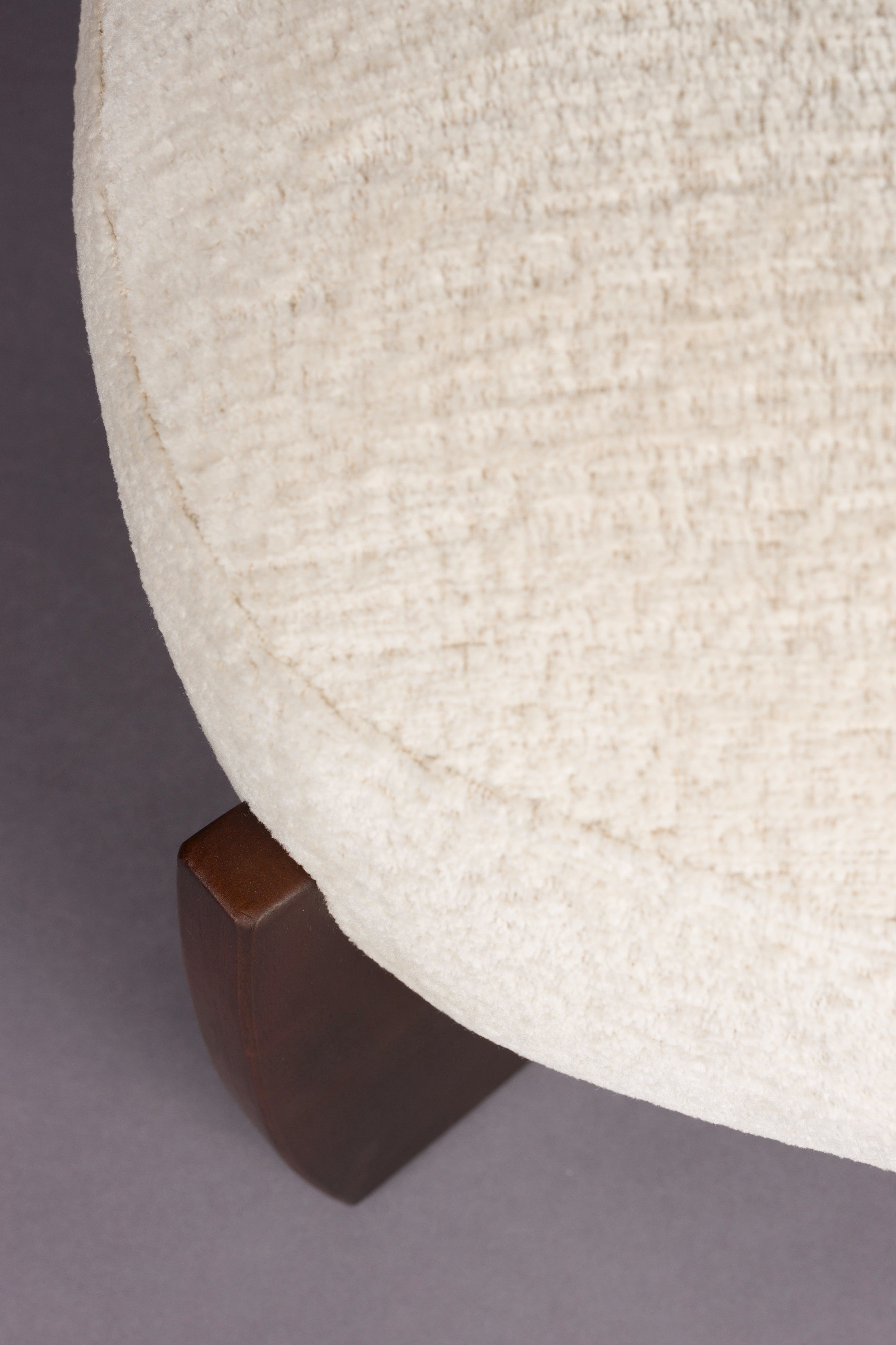 EMILIUS pouf in beige with a wooden base