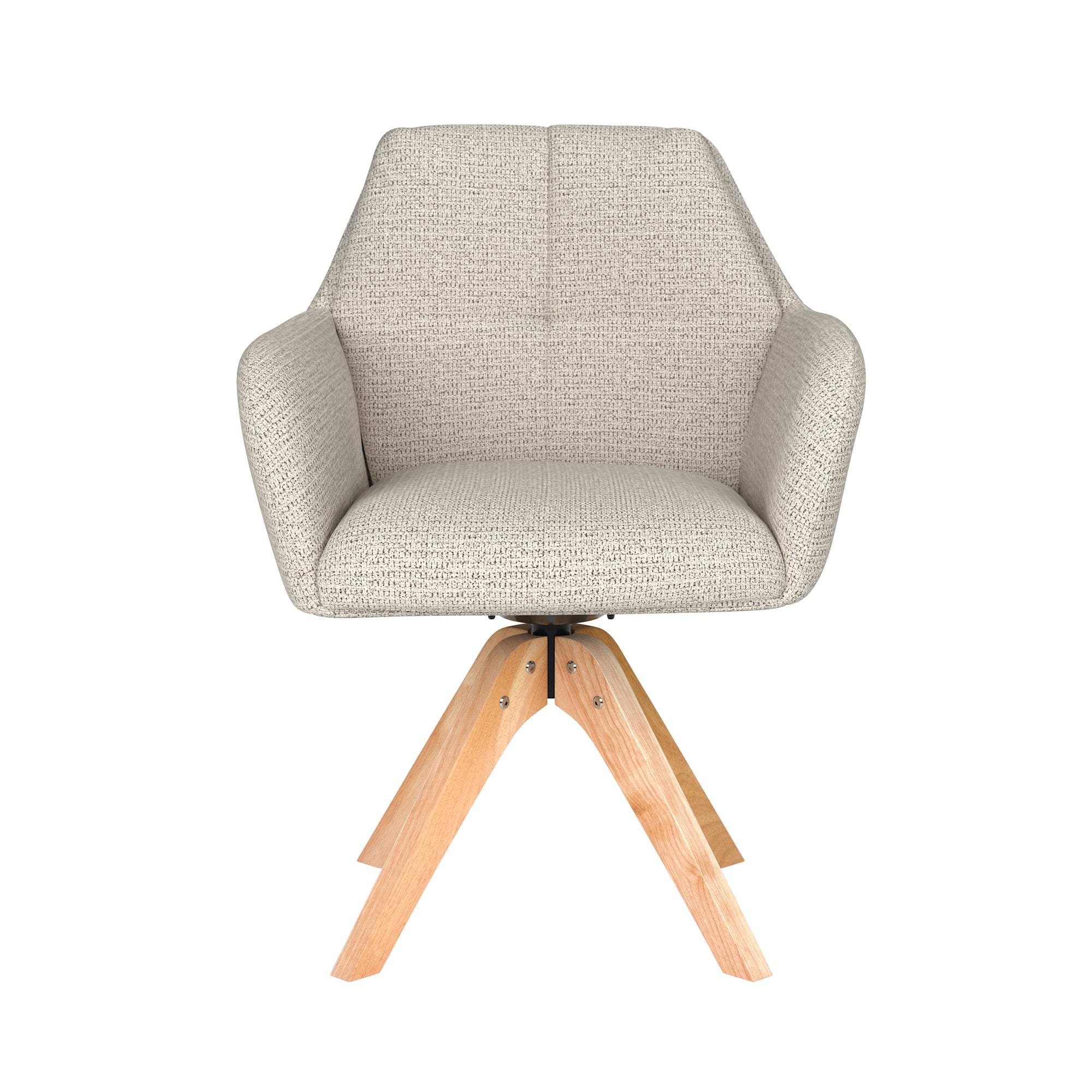 PETE swivel chair white mélange with wooden base