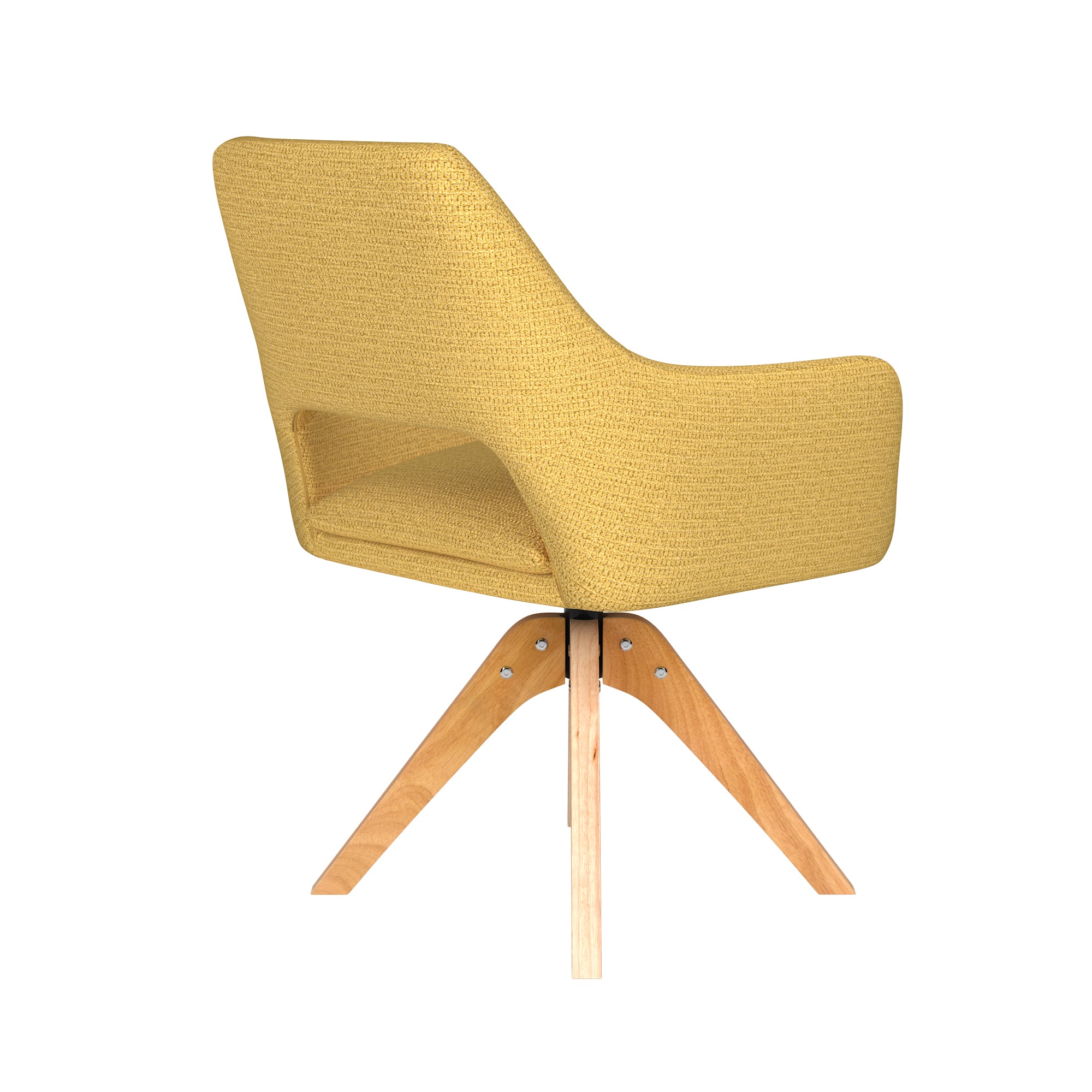 MOS yellow swivel chair with wooden base