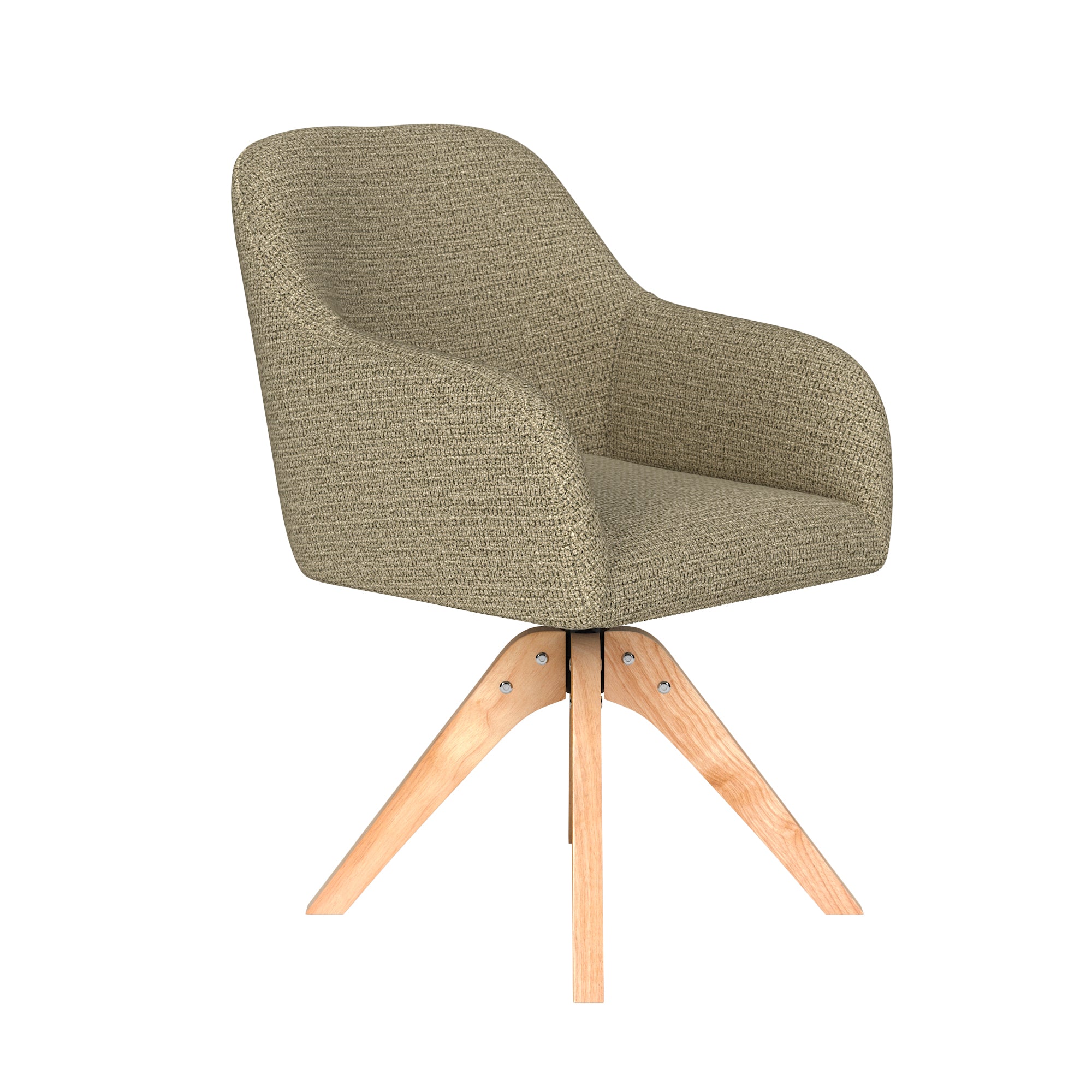 OTIS green swivel chair with wooden base