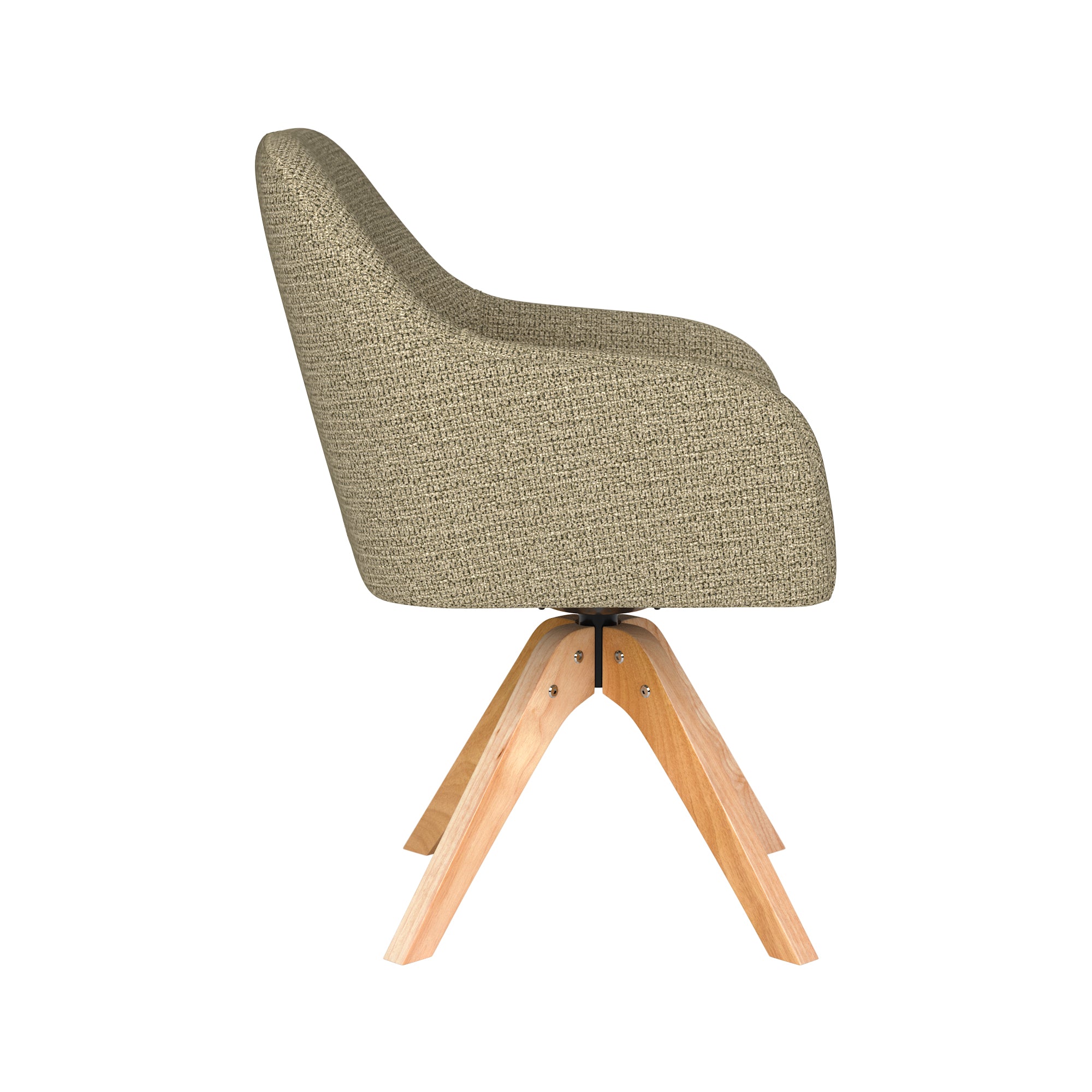 OTIS green swivel chair with wooden base