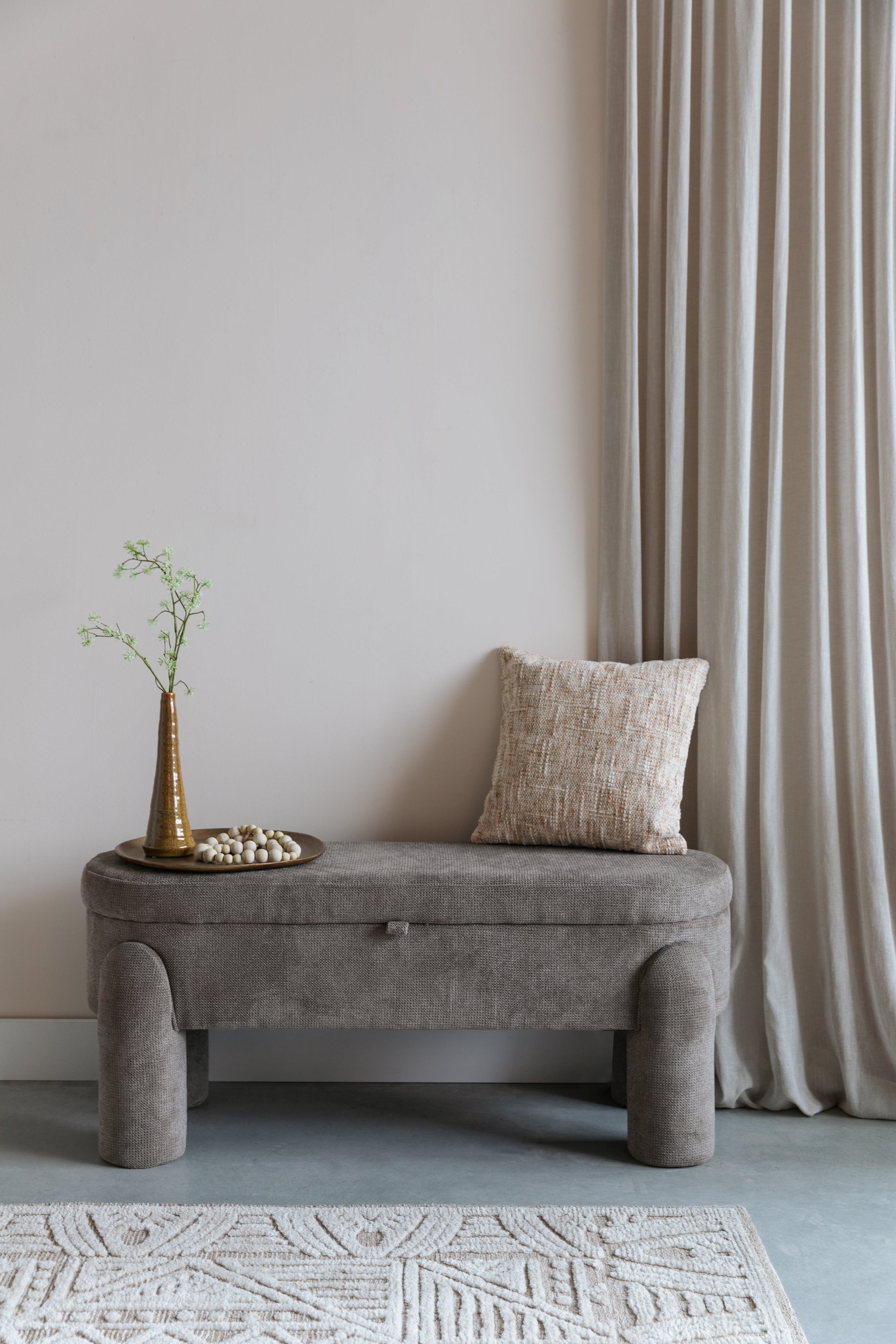 ORLY Beige Bench with Storage