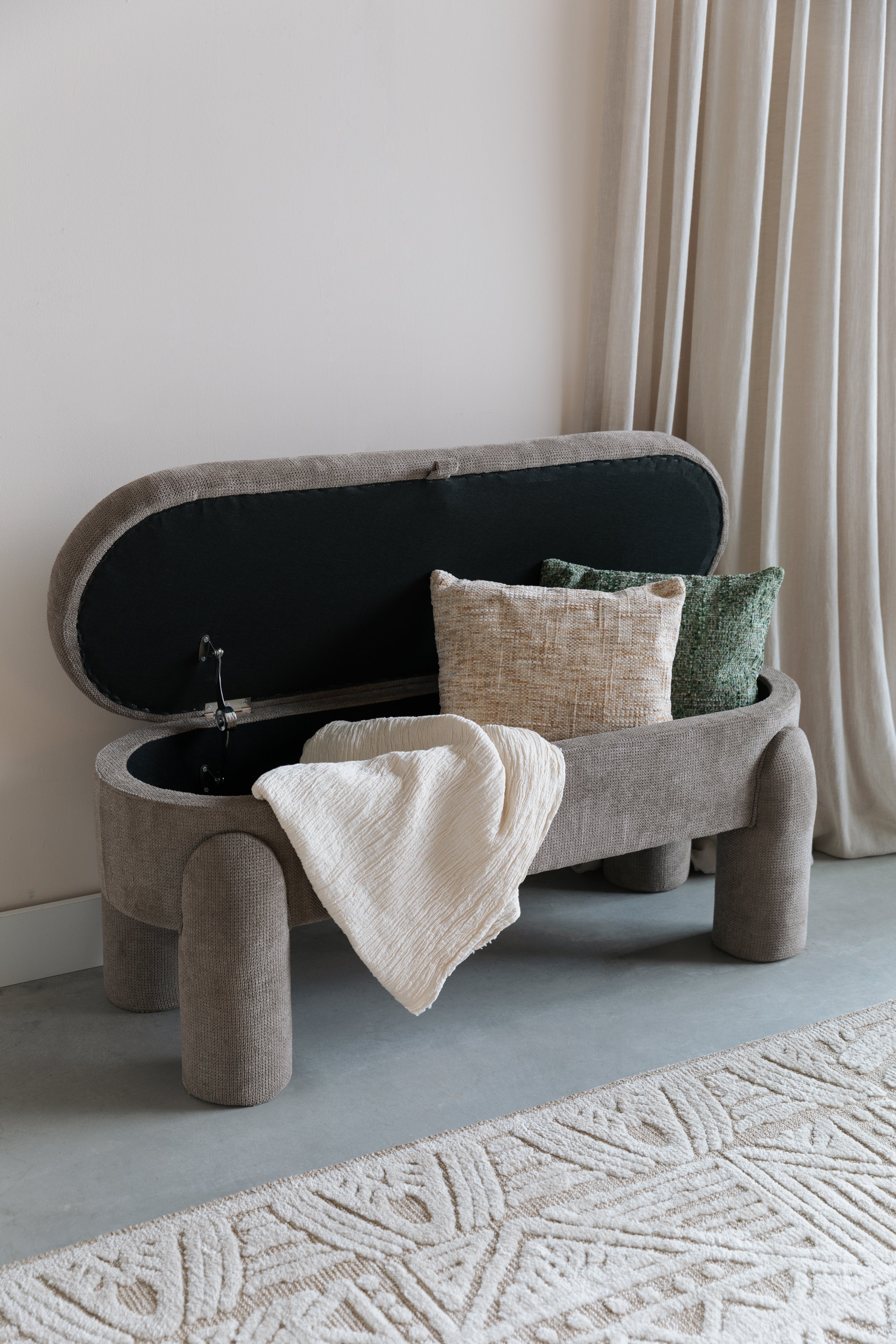 ORLY Beige Bench with Storage