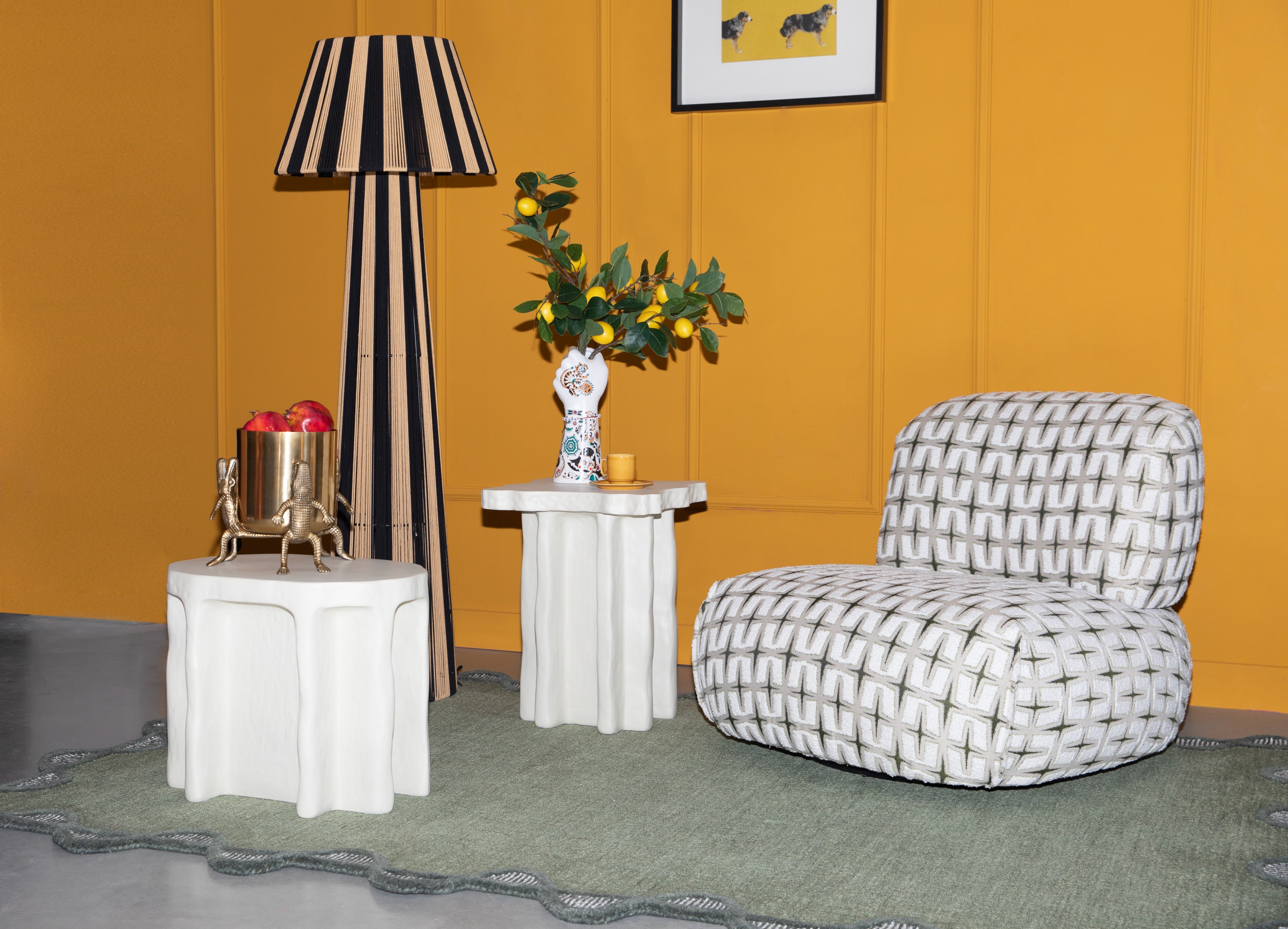 STRIPE IT UP floor lamp light brown with black