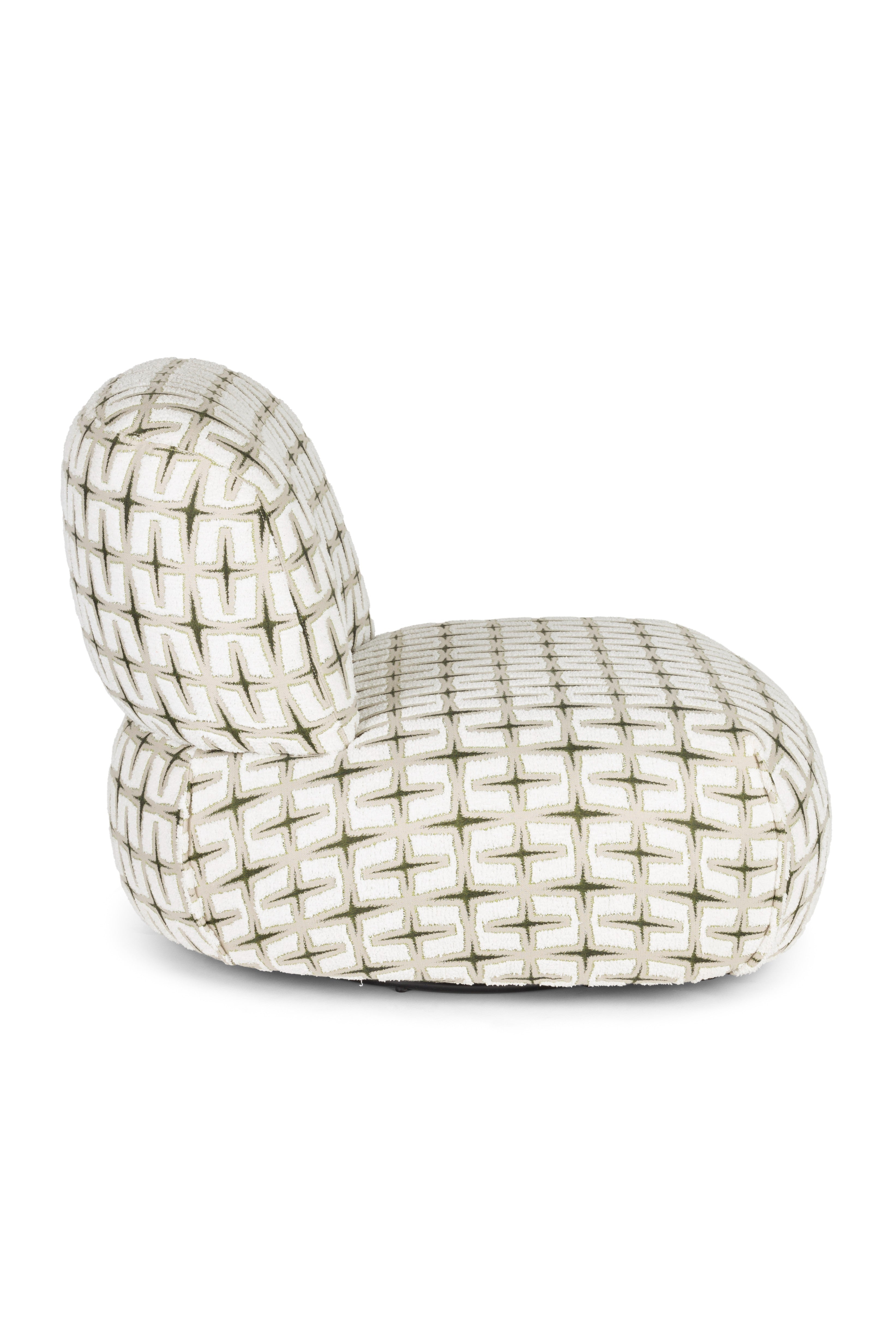 Beige RITZ armchair with geometric pattern