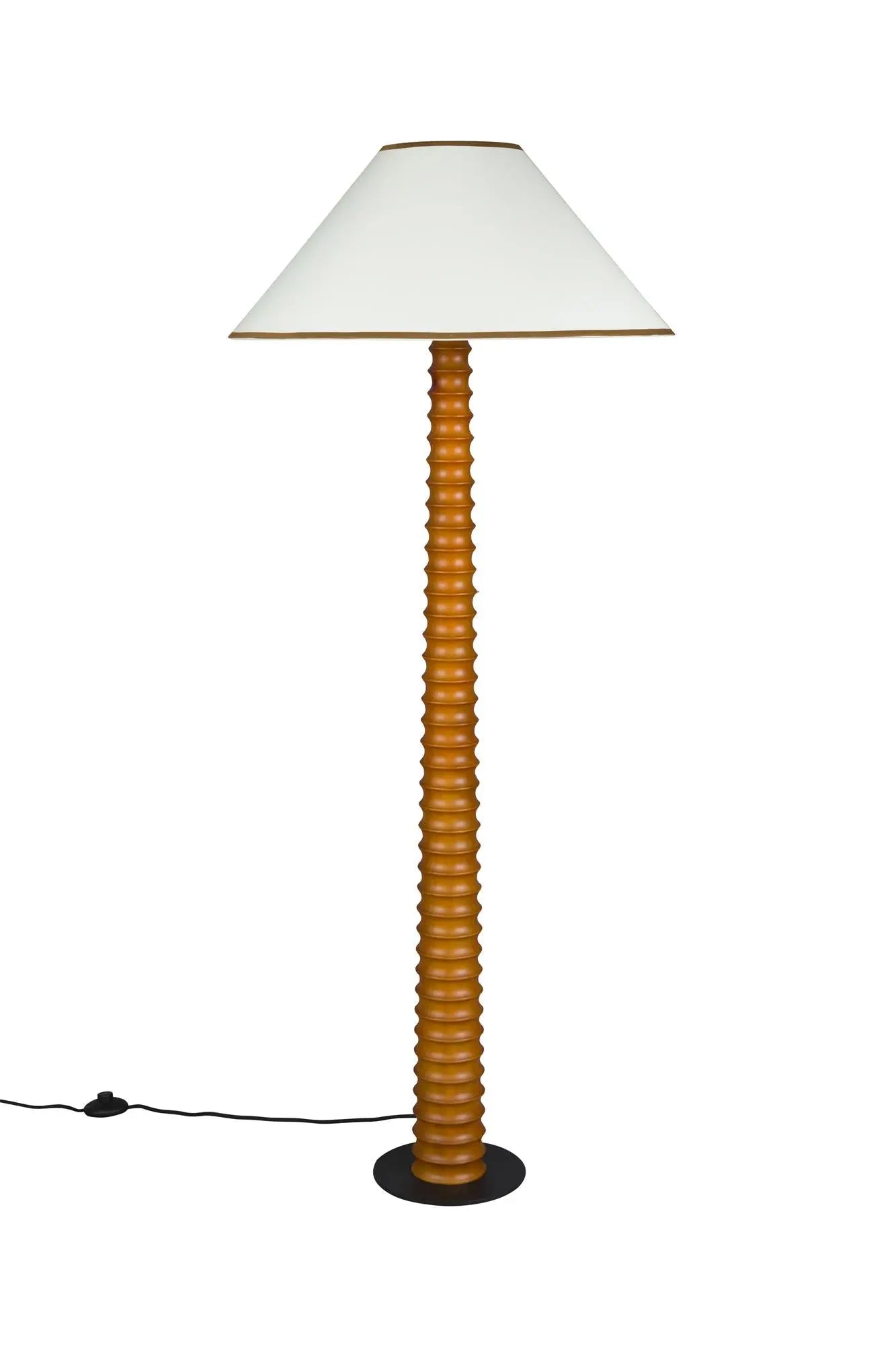 Lampa podłogowa HORACE drewno dębowe z bawełnianym kloszem – Dutchbone