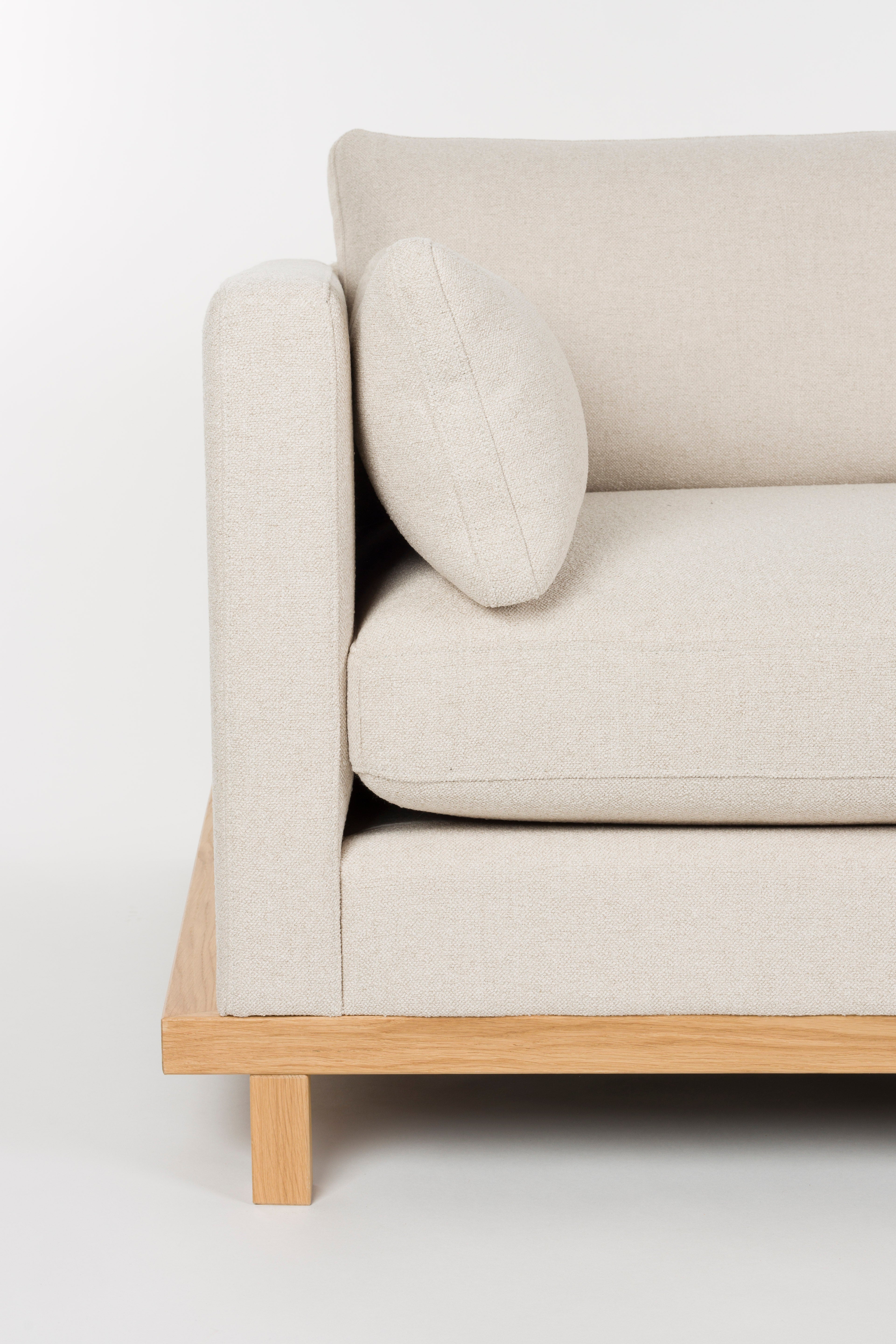 Sofa 3-osobová BLOSSOM béžová s drevenou základňou