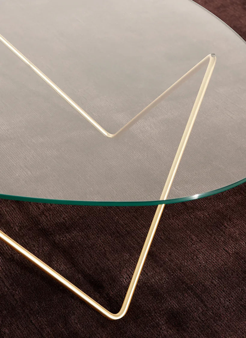 PEDRERA Coffee Table with Smoked Glass and Brass Base