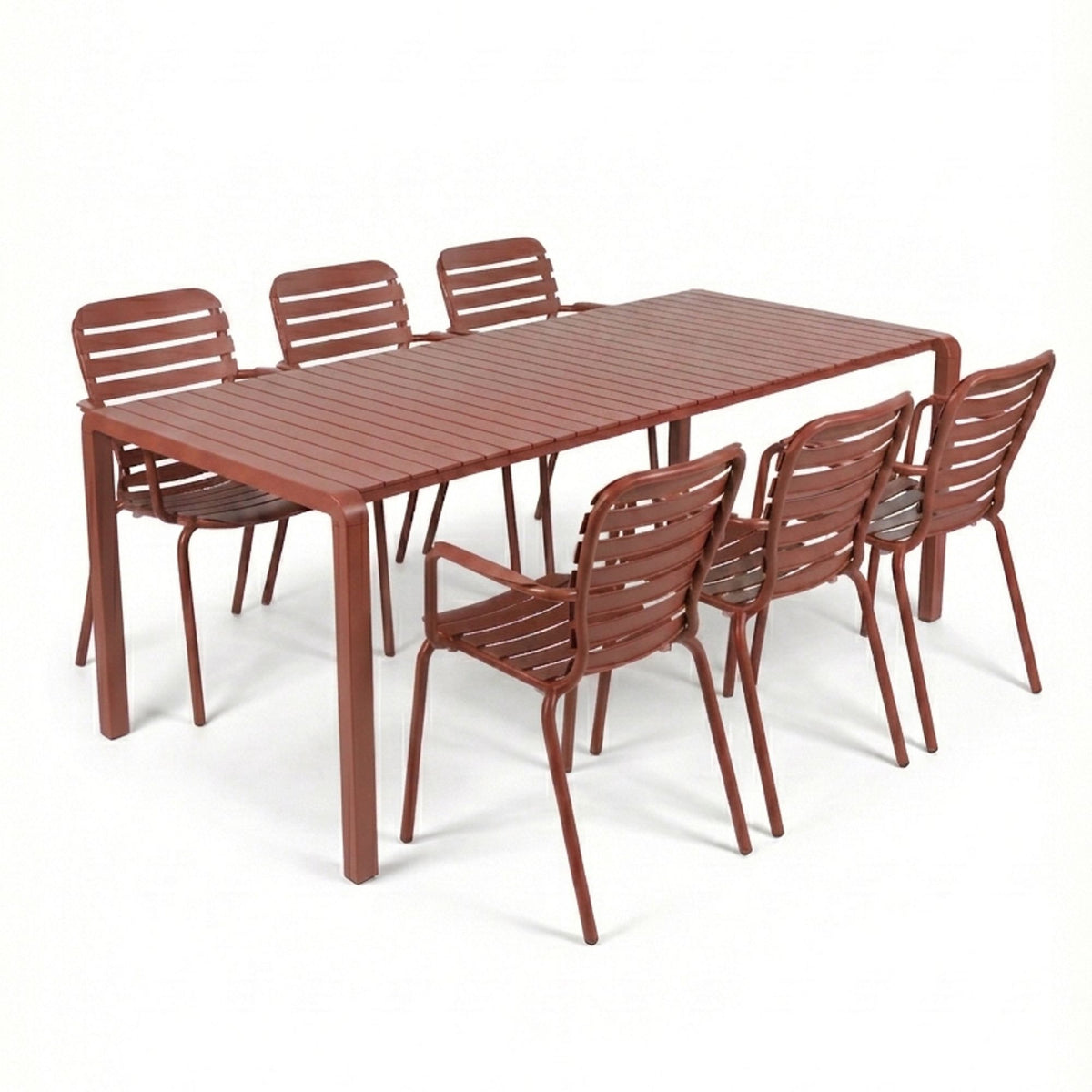 Zestaw ogrodowy VONDEL czerwony stół 214 cm + 6 foteli – Zuiver