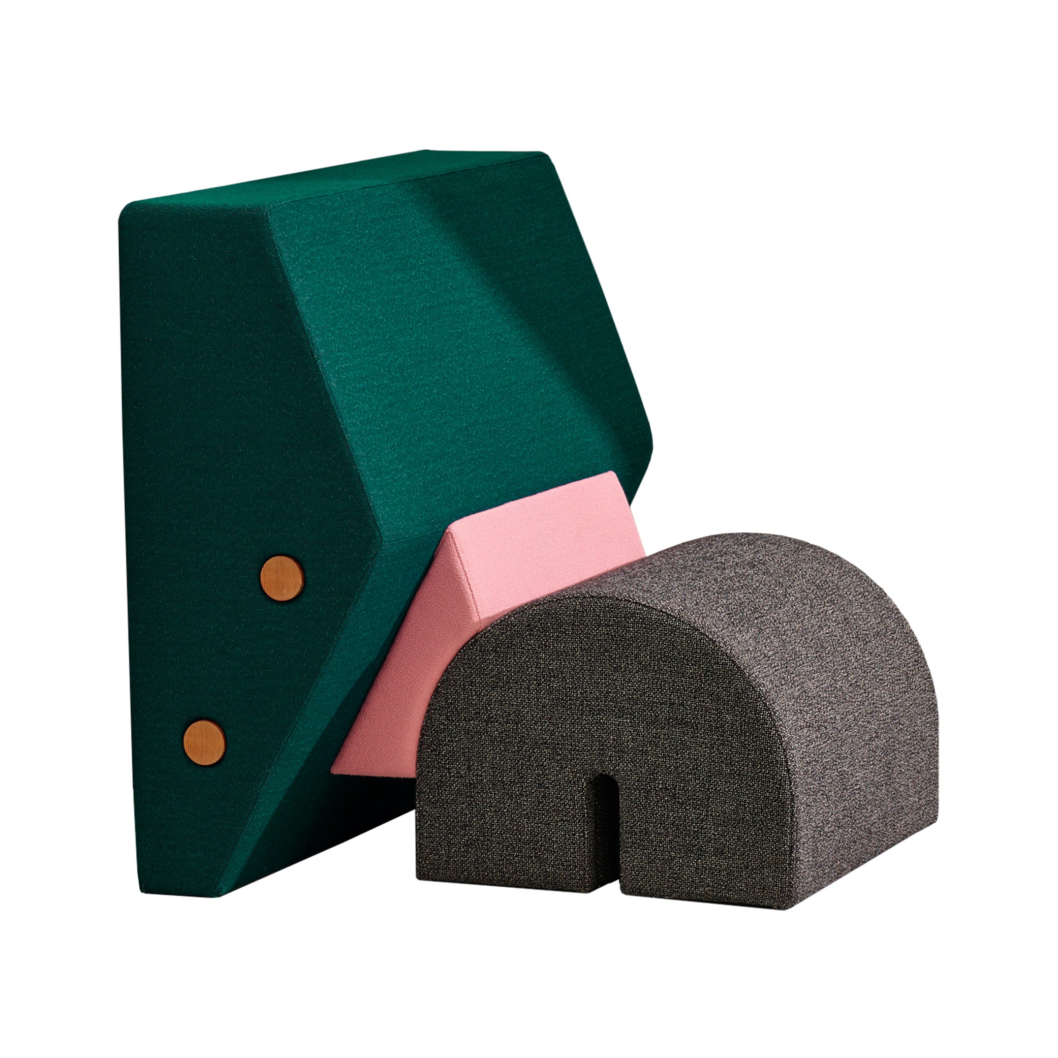 KEYSTONE armchair in green with pink and gray
