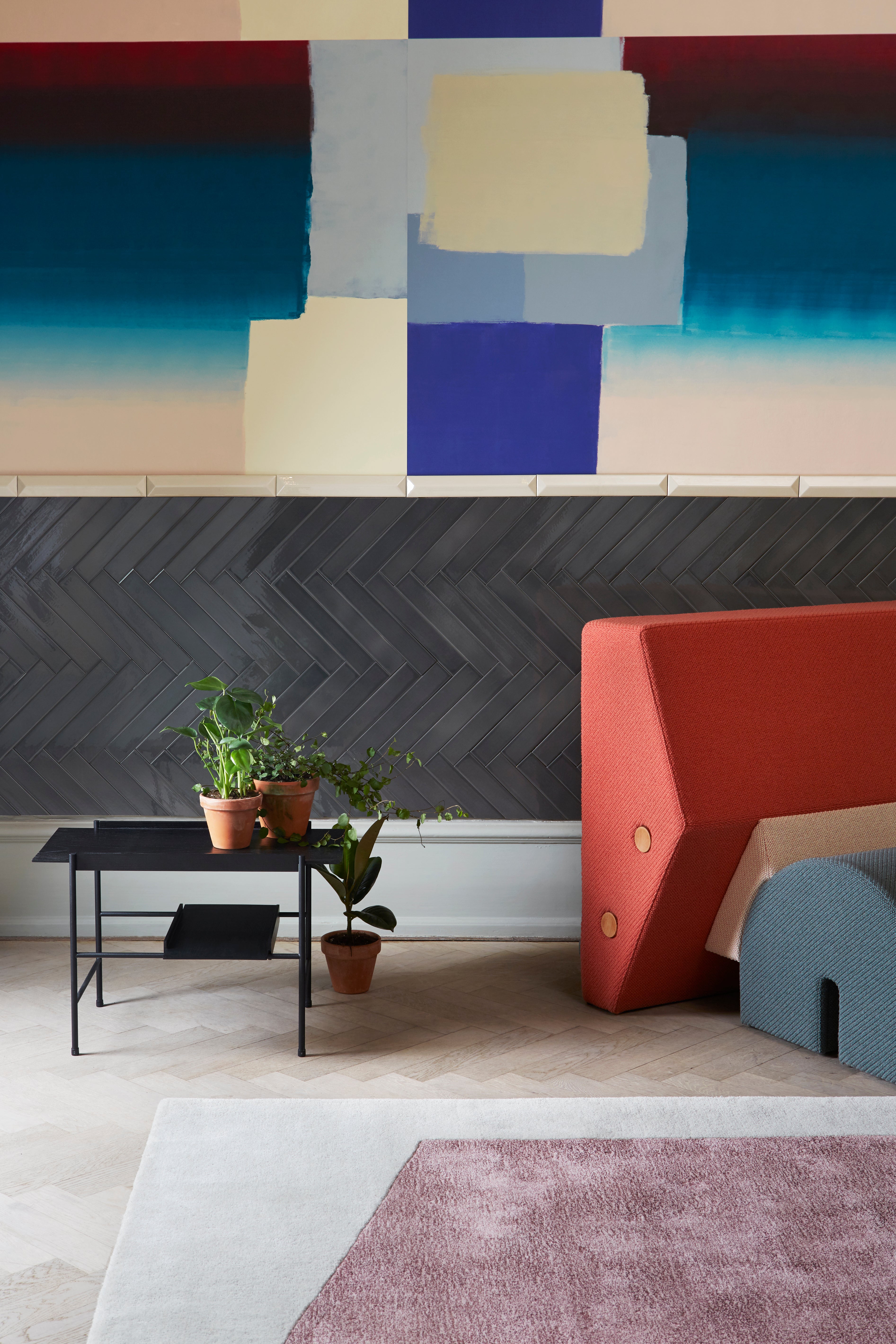 KEYSTONE armchair in orange with beige and dark gray