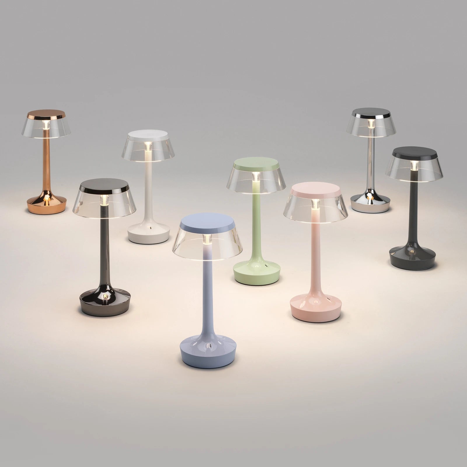 Portable Lamp BON JOUR UNPLUGGED pink with transparent shade