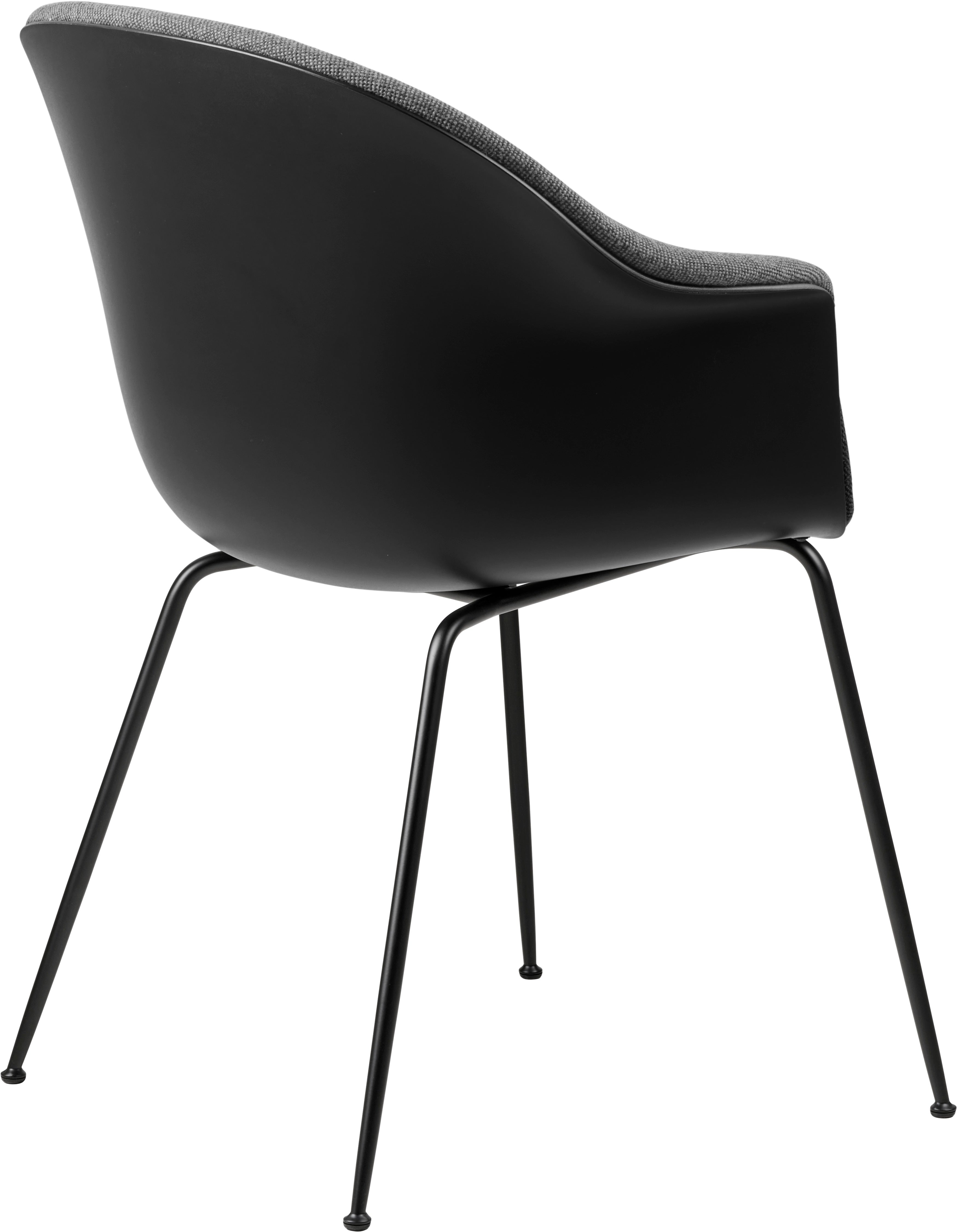 BAT chair in dark gray with a metal base