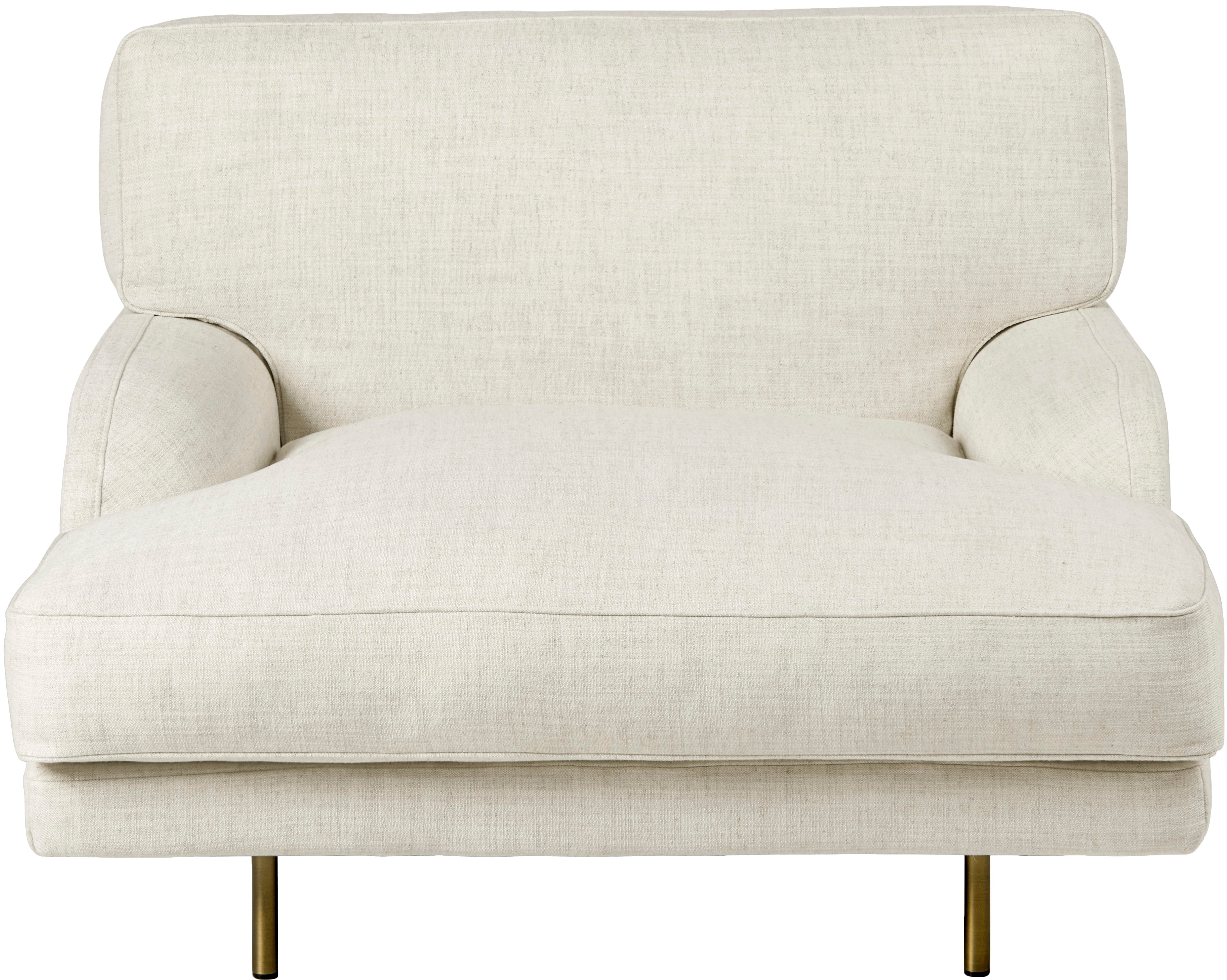 Fotel FLANEUR čalúnený s mosadzným podstavcom