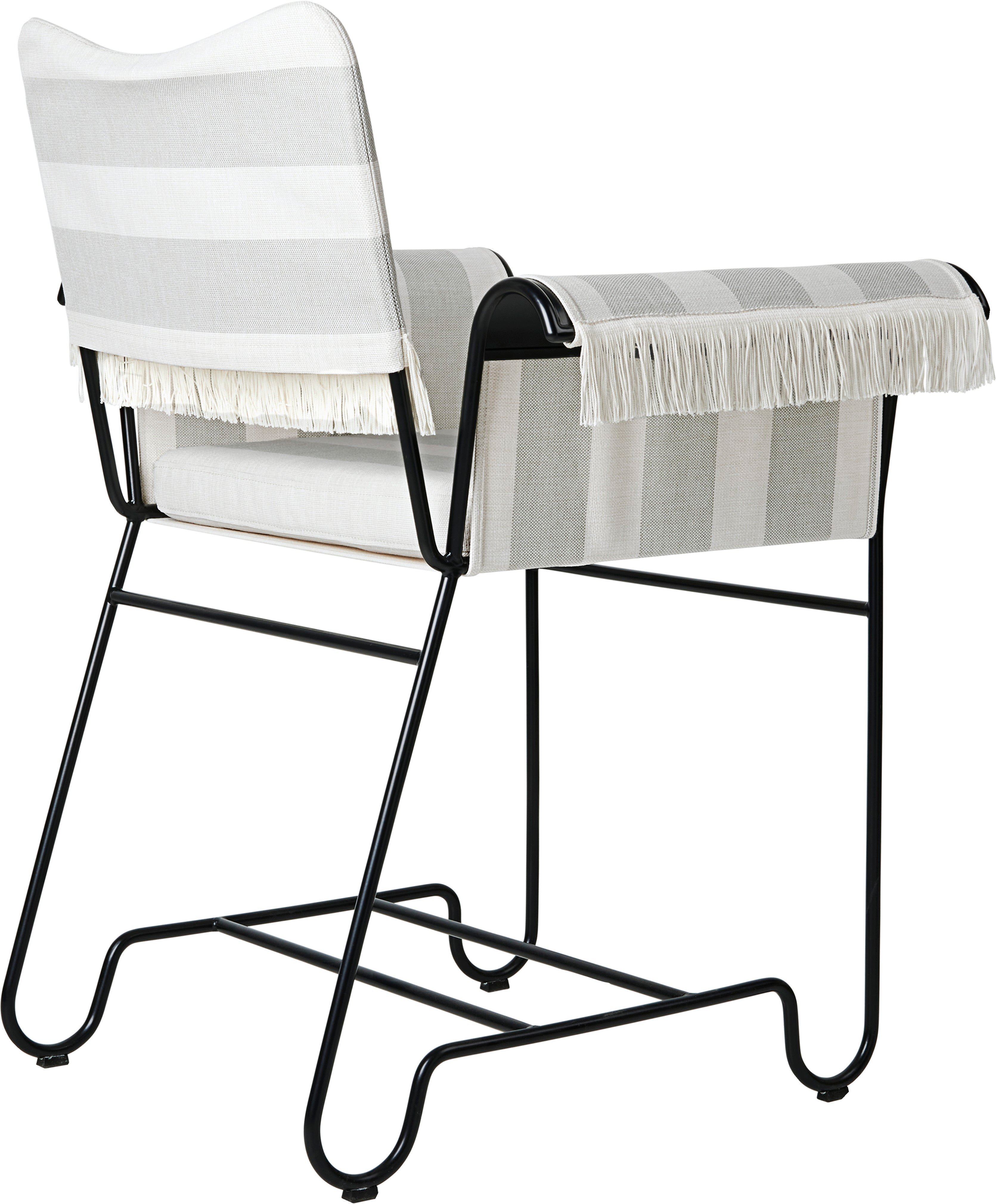 TROPIQUE garden chair in gray and white with a black steel base