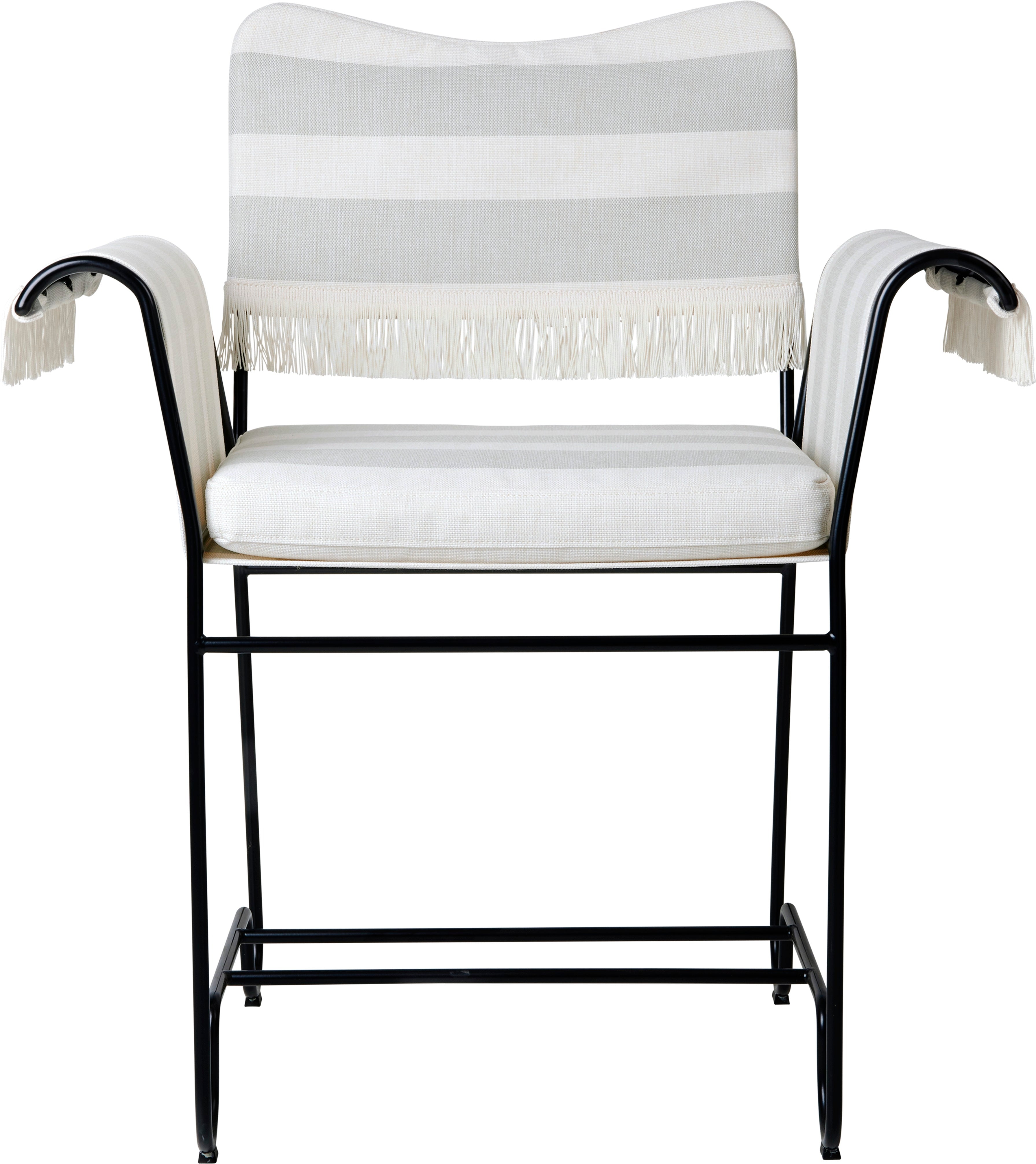 TROPIQUE garden chair in gray and white with a black steel base