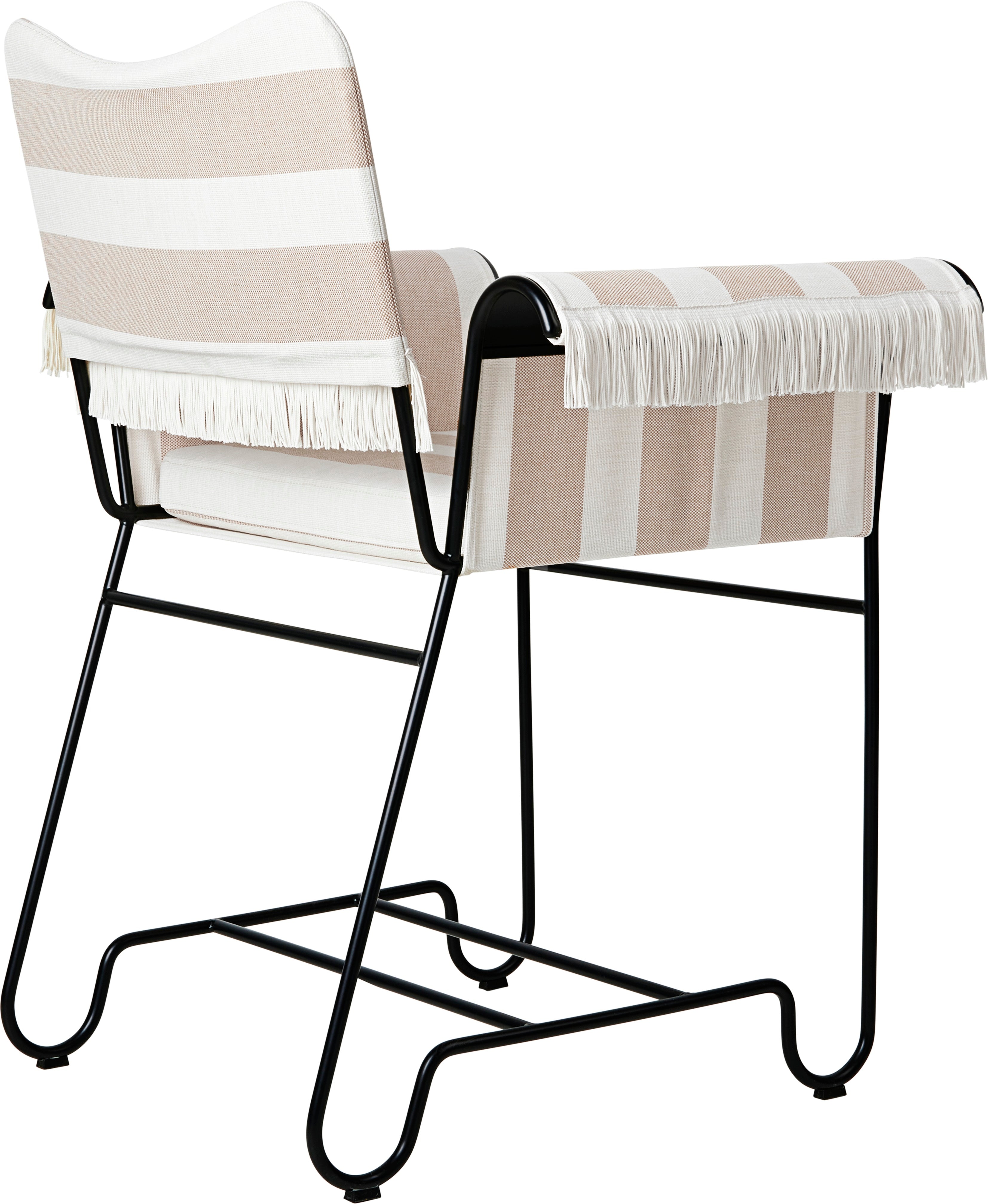 TROPIQUE garden chair in beige and white with a black steel base