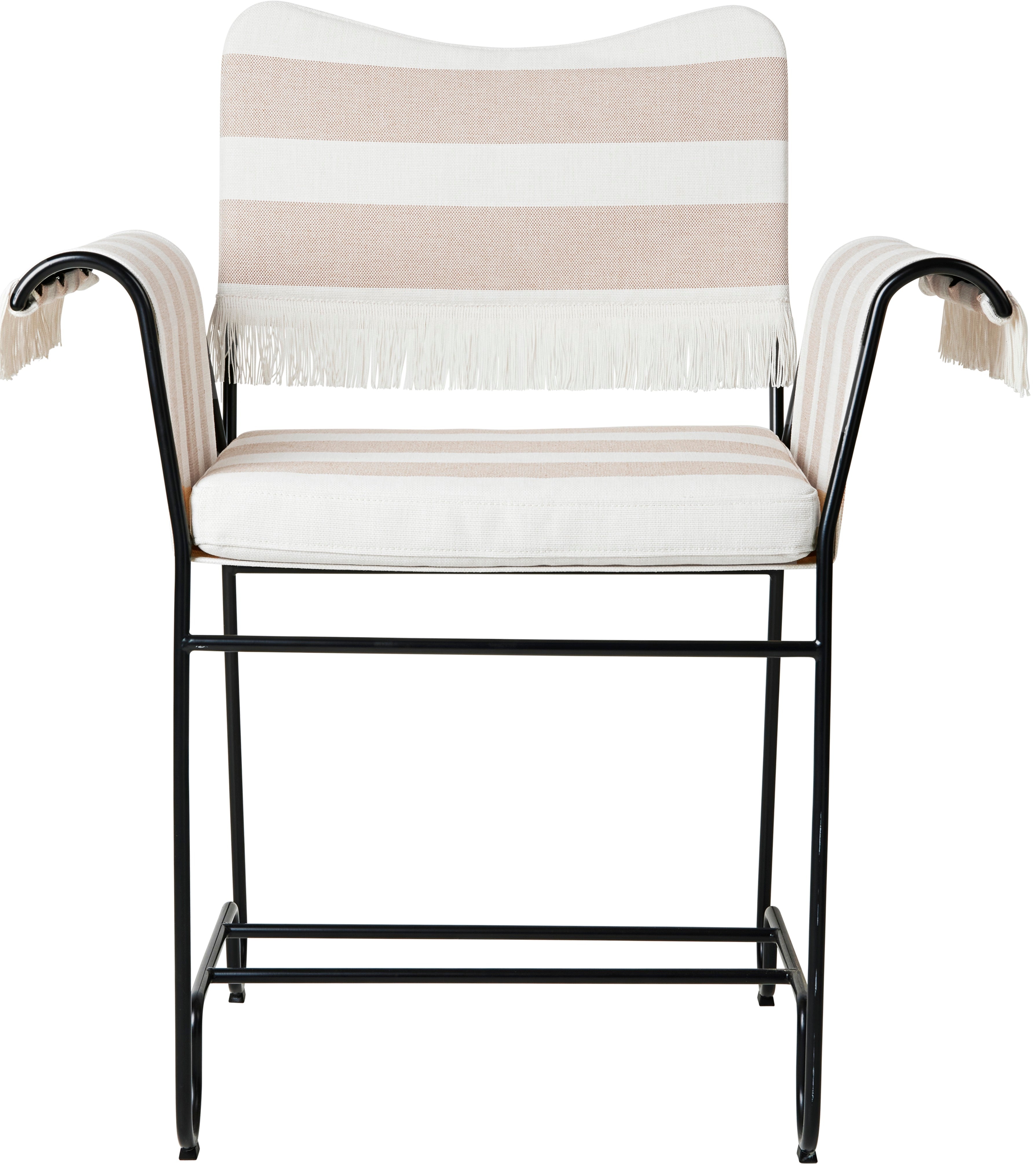 TROPIQUE garden chair in beige and white with a black steel base