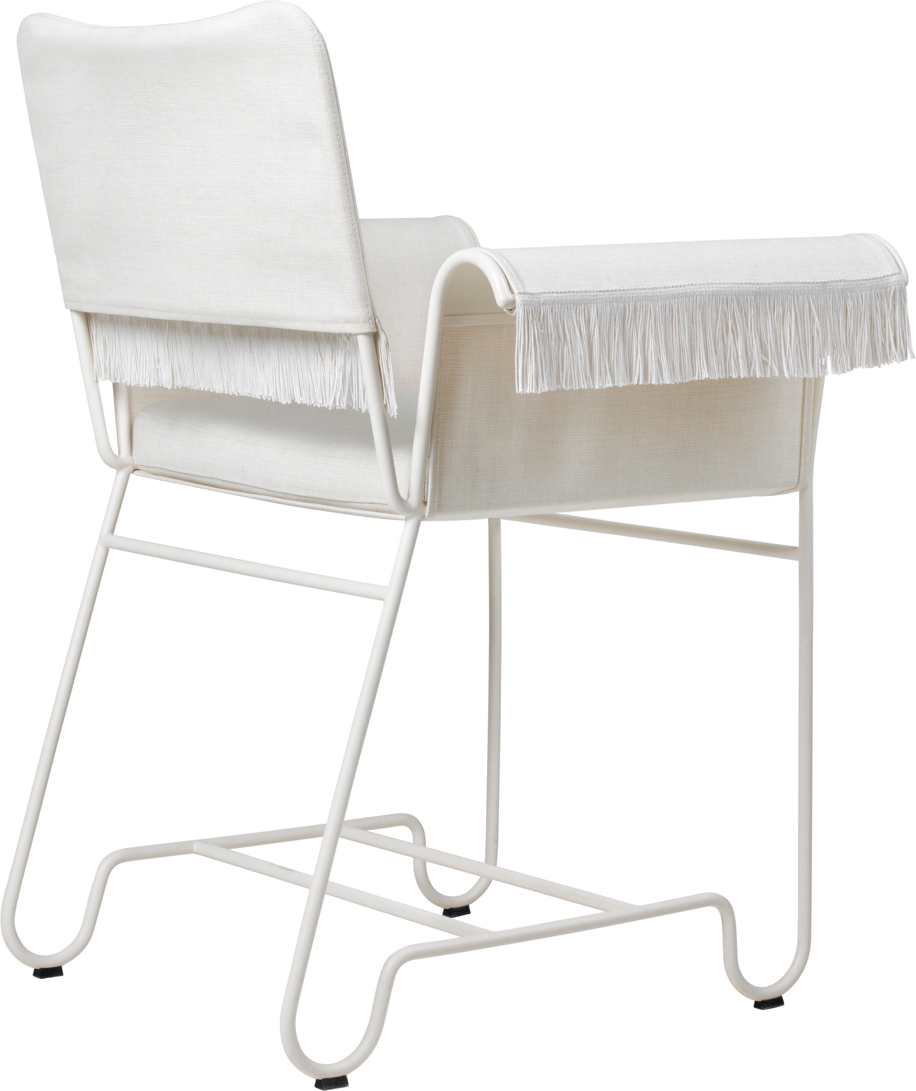 Záhradná stolička TROPIQUE krémová s bielym oceľovým podstavcom