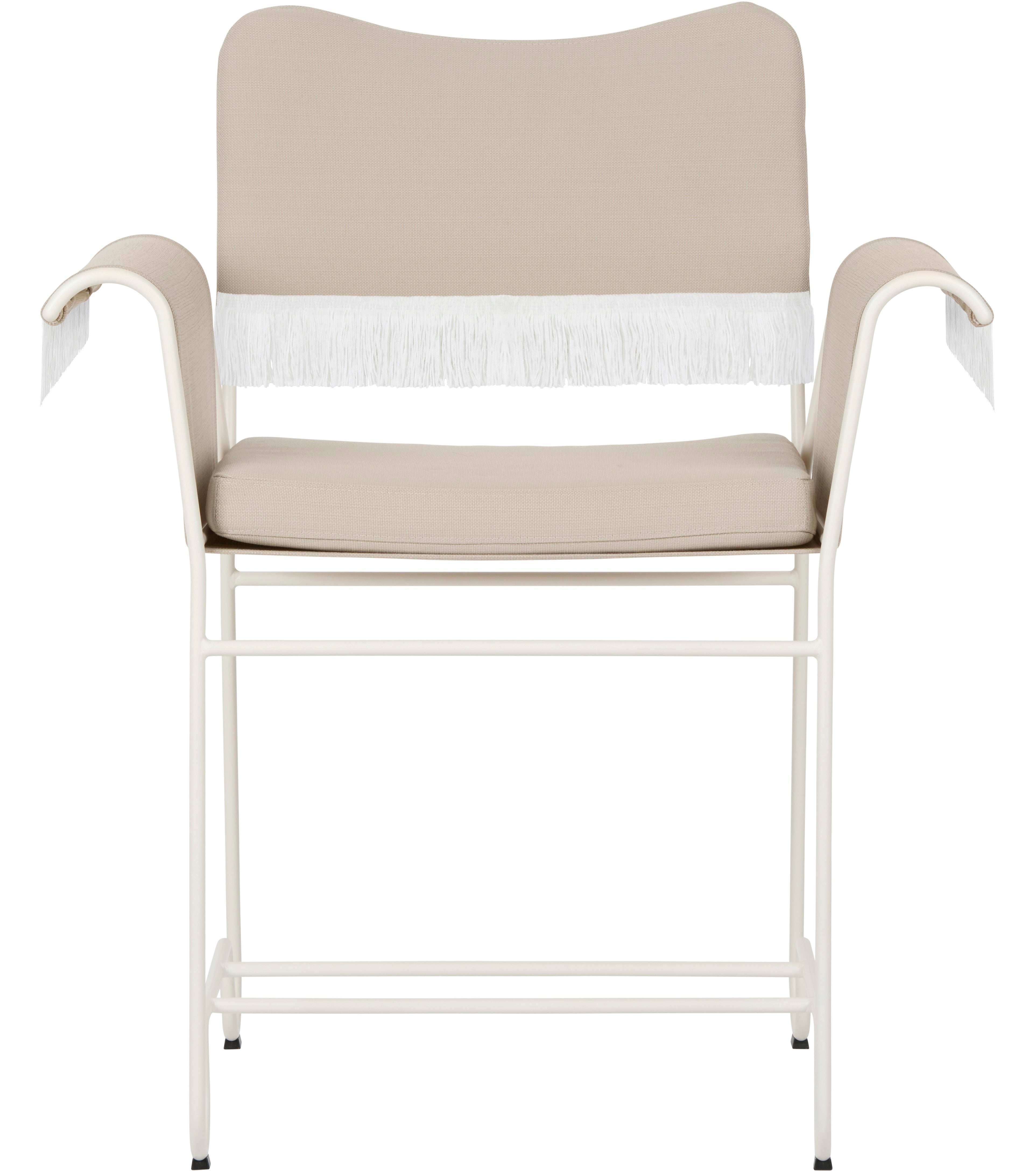 Záhradná stolička TROPIQUE béžová s bielym oceľovým podstavcom