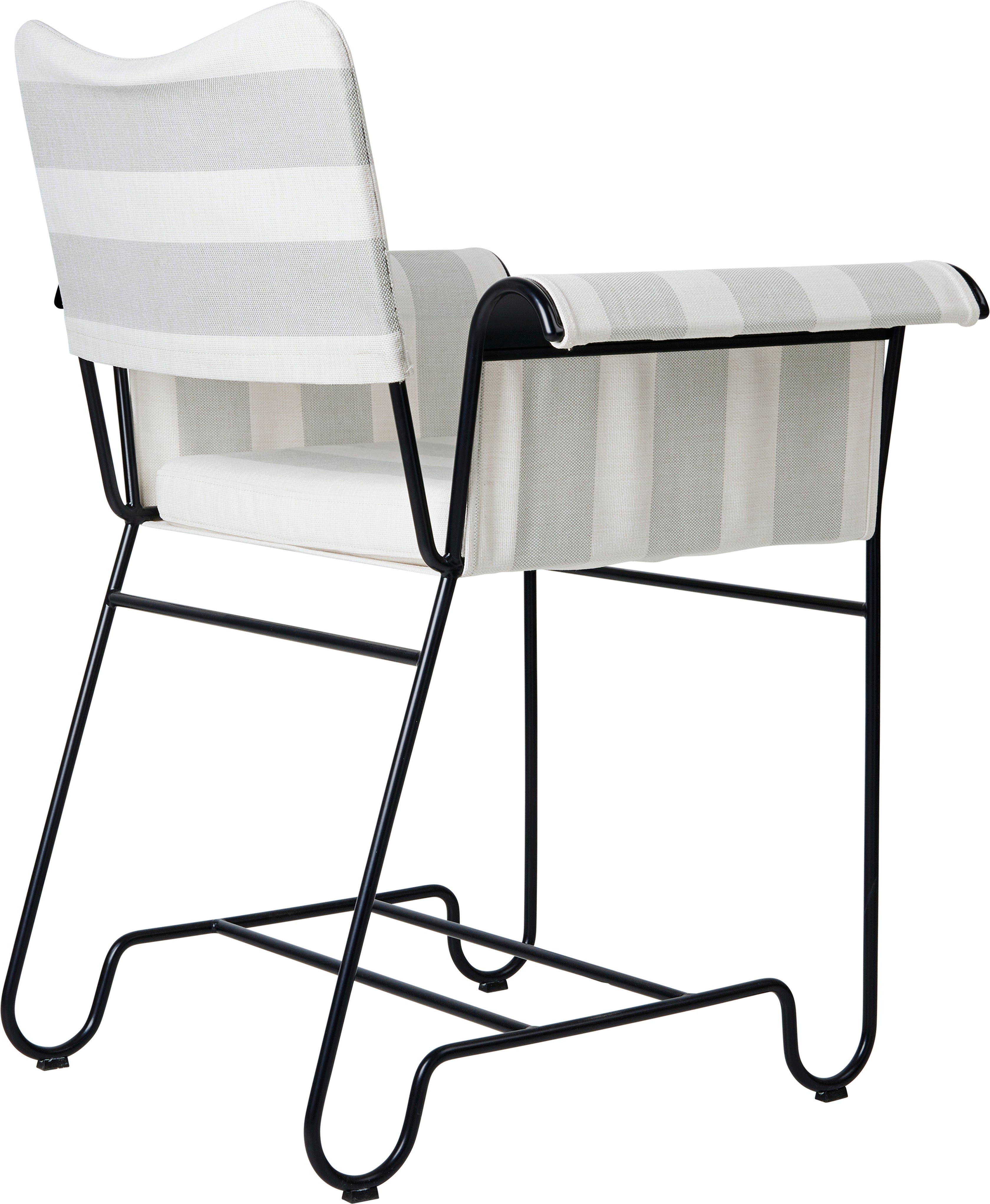 TROPIQUE garden chair in gray and white with a black steel base