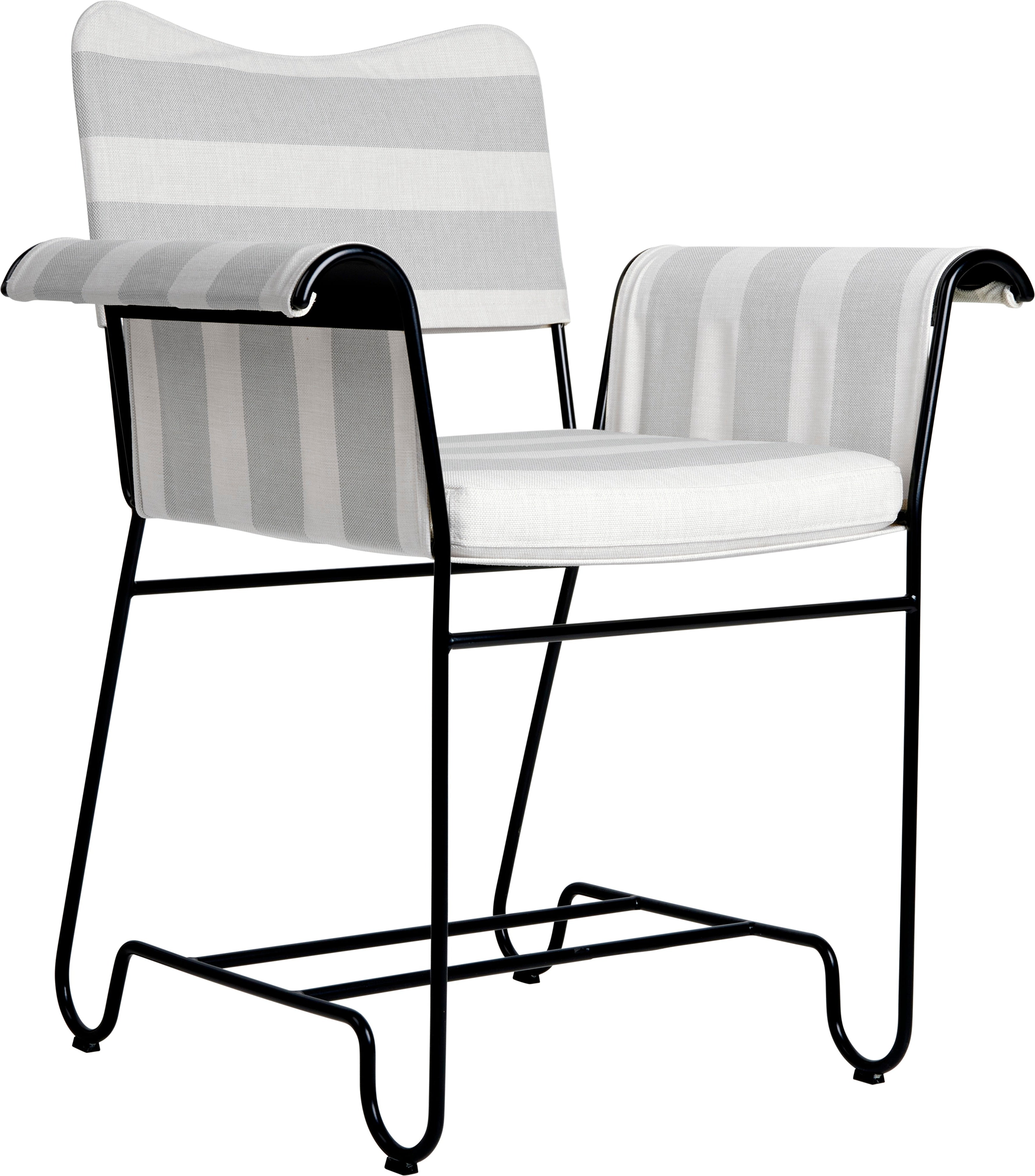 TROPIQUE garden chair in gray and white with a black steel base