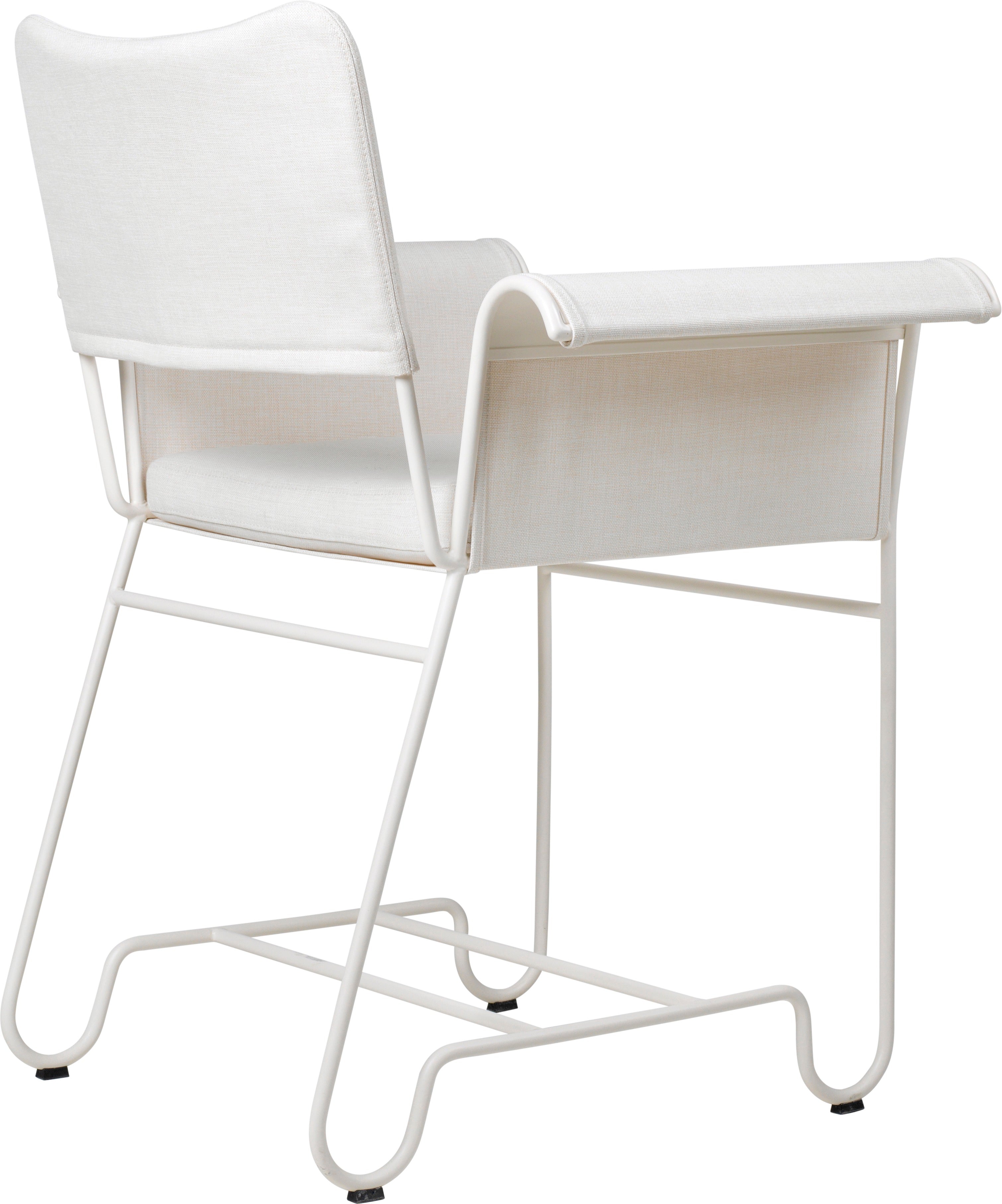 Záhradná stolička TROPIQUE krémová s bielym oceľovým podstavcom