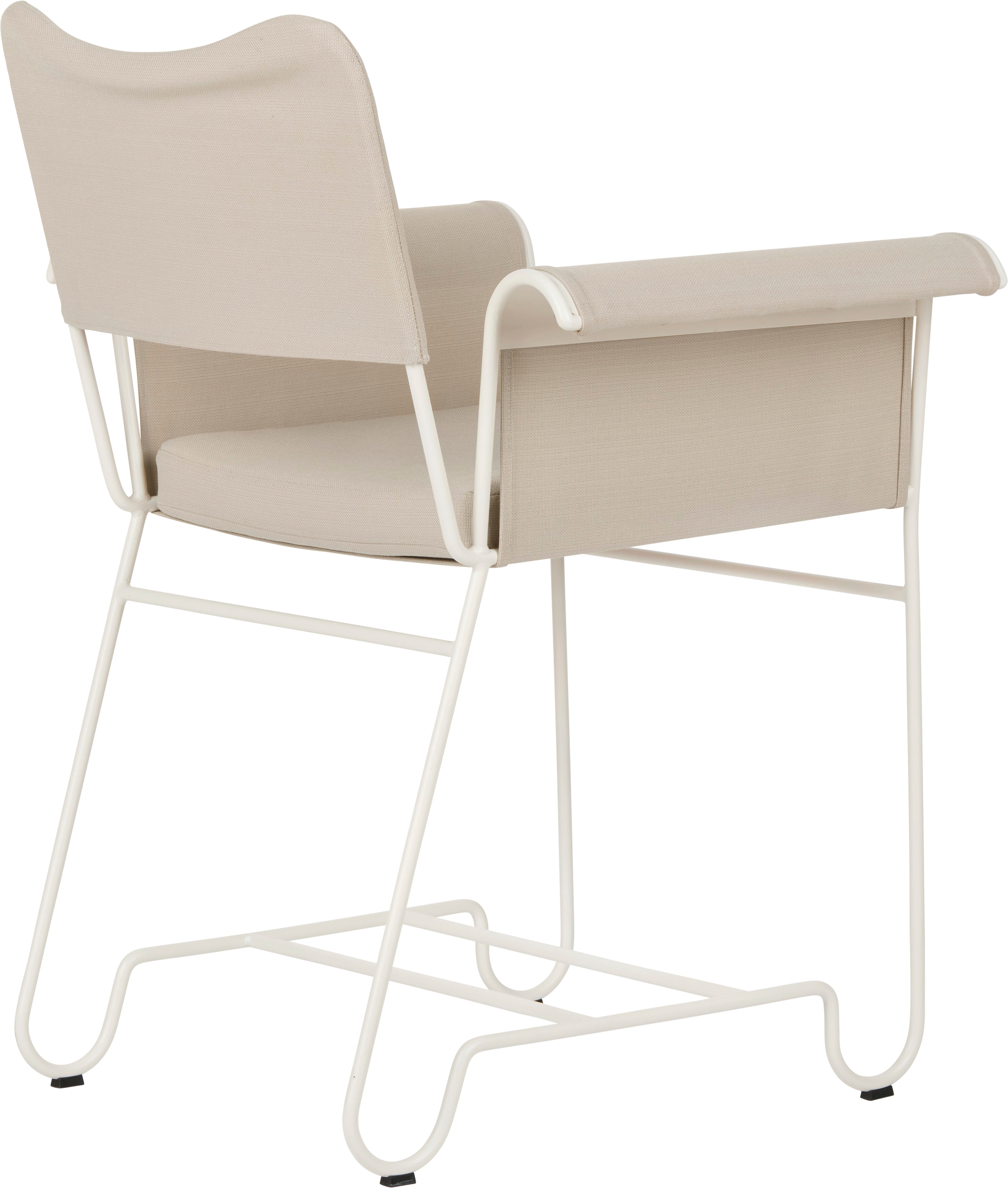 Záhradná stolička TROPIQUE béžová s bielym oceľovým podstavcom