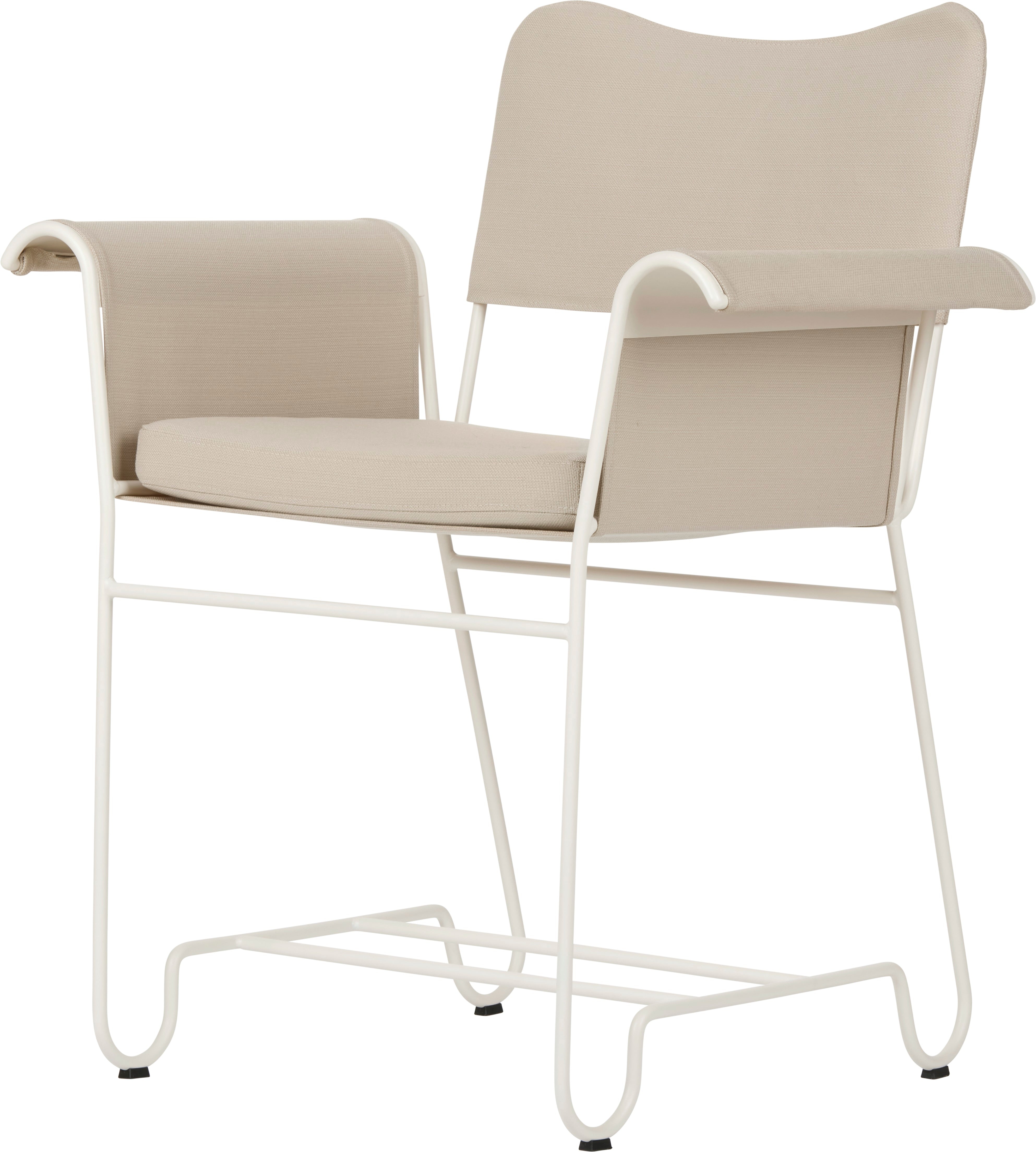 Záhradná stolička TROPIQUE béžová s bielym oceľovým podstavcom