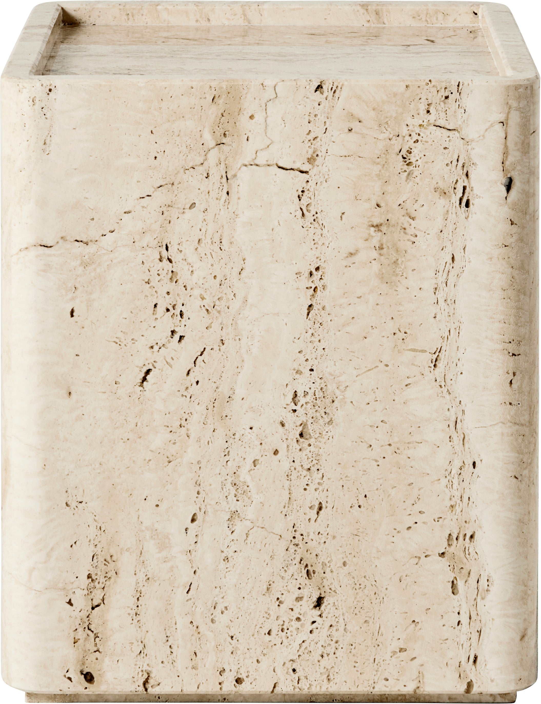 PIETRA cream travertine side table