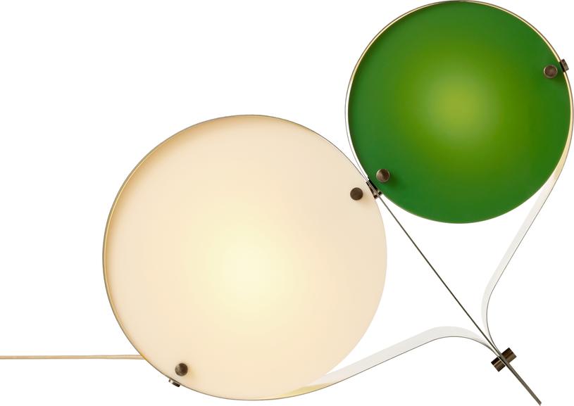 Stolná lampa COPPIA krémová so zelenou