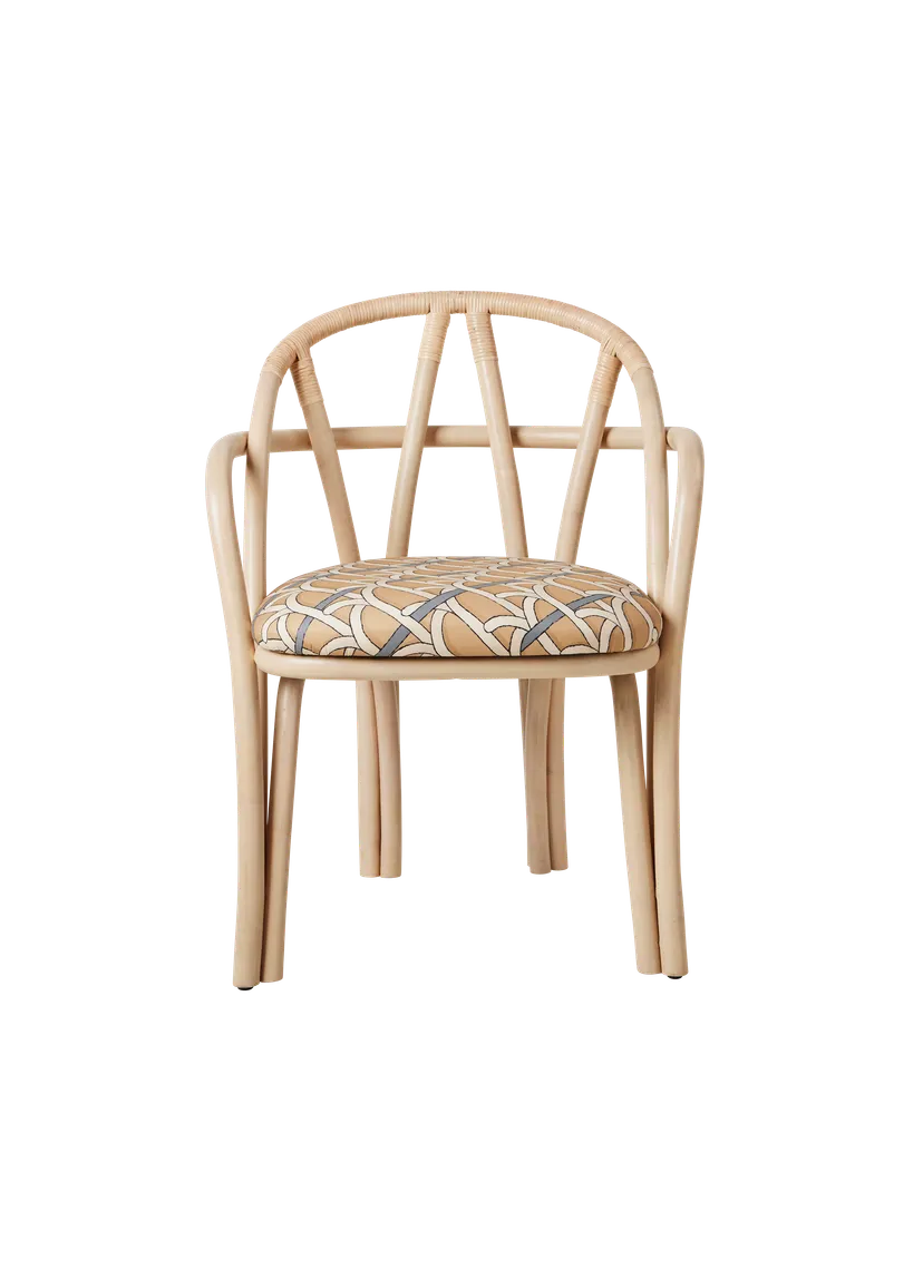 Čalúnená stolička BISTRA s ratanovým podstavcom