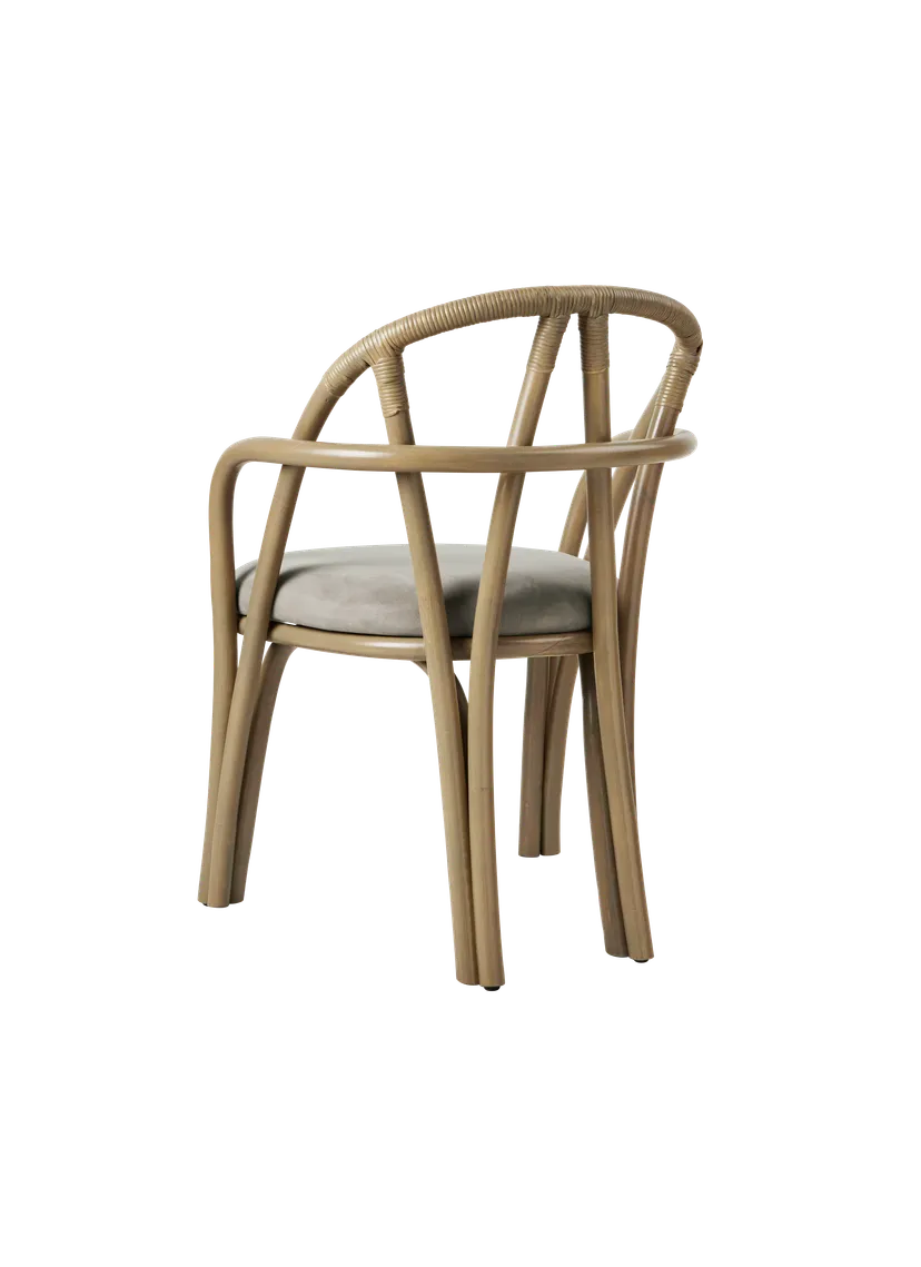 BISTRA upholstered chair with an olive rattan base