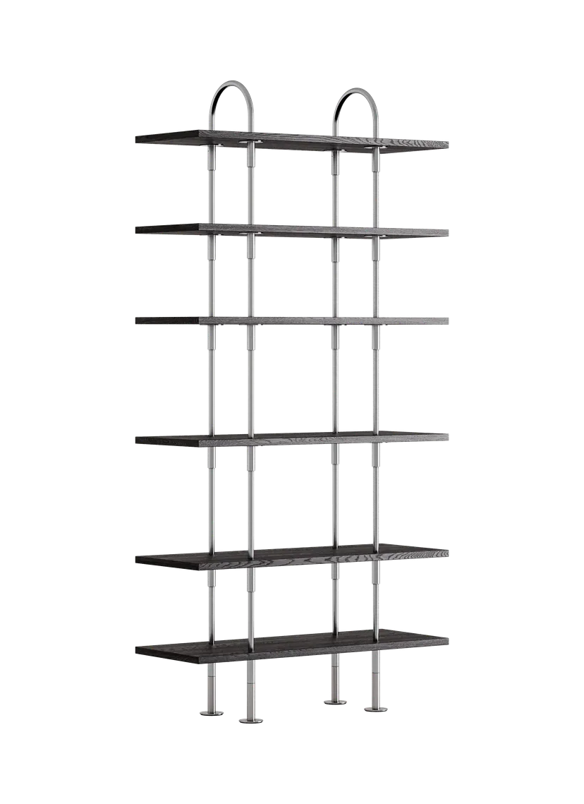 KEEN Shelf dark ash wood with satin steel frame